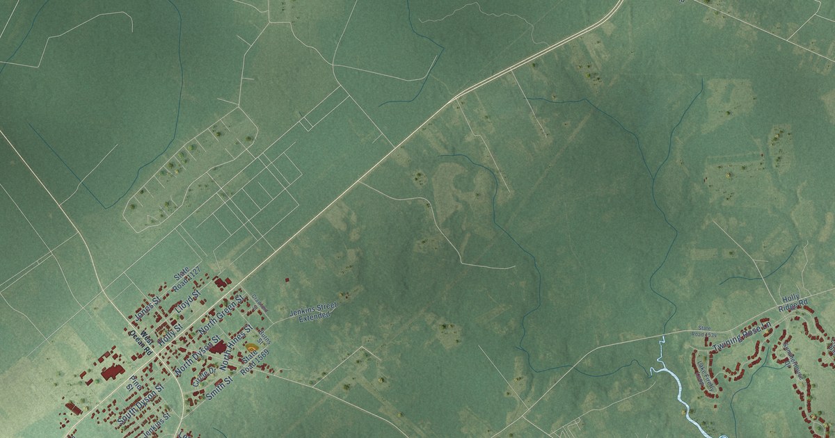 Map of Holly Ridge, North Carolina in 2026
