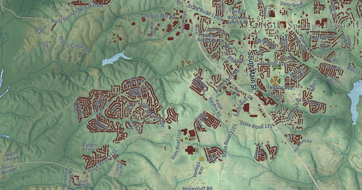 Map of Holly Springs, North Carolina in 2026