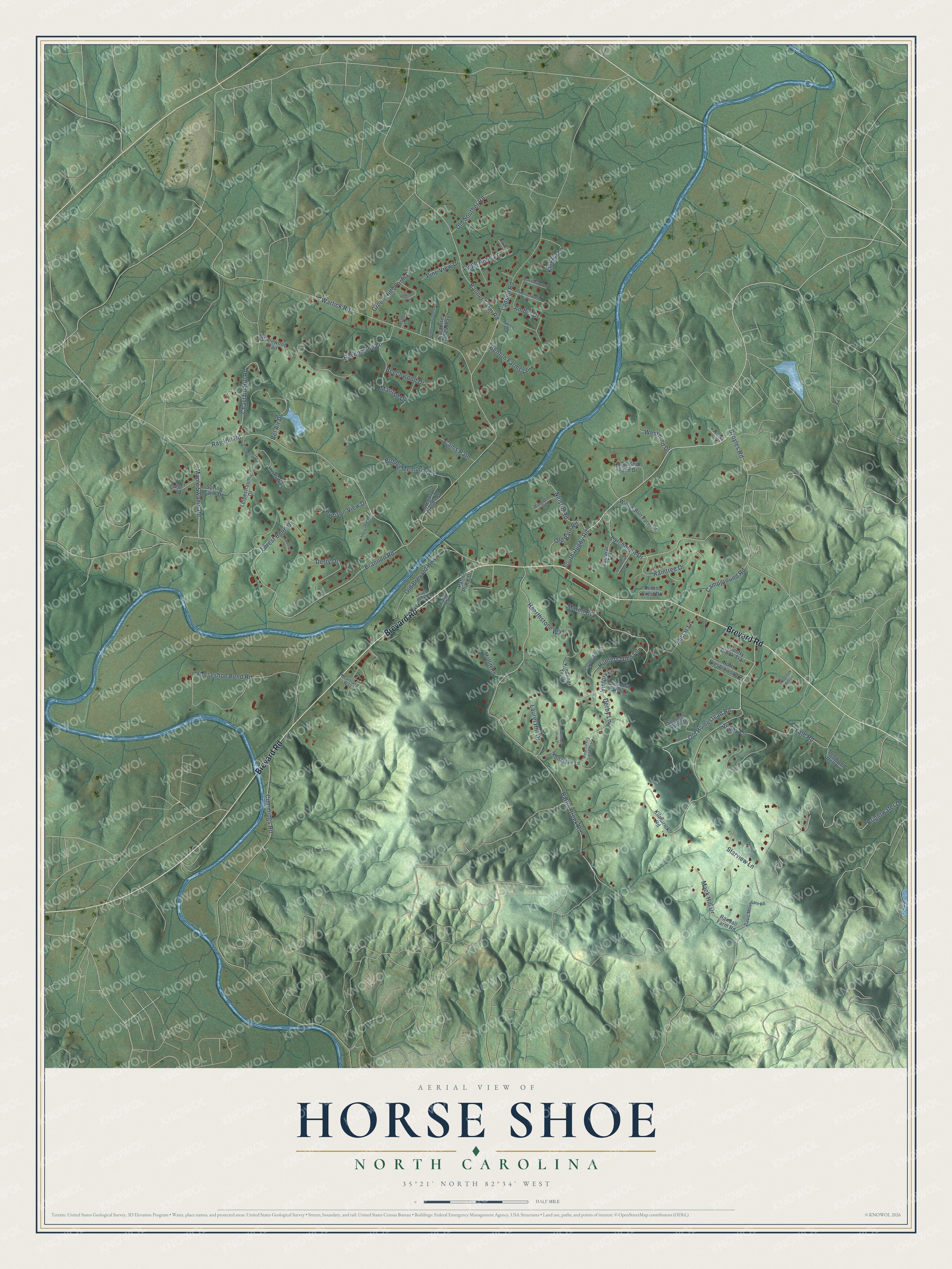 Watermarked full-map preview of Horse Shoe, North Carolina