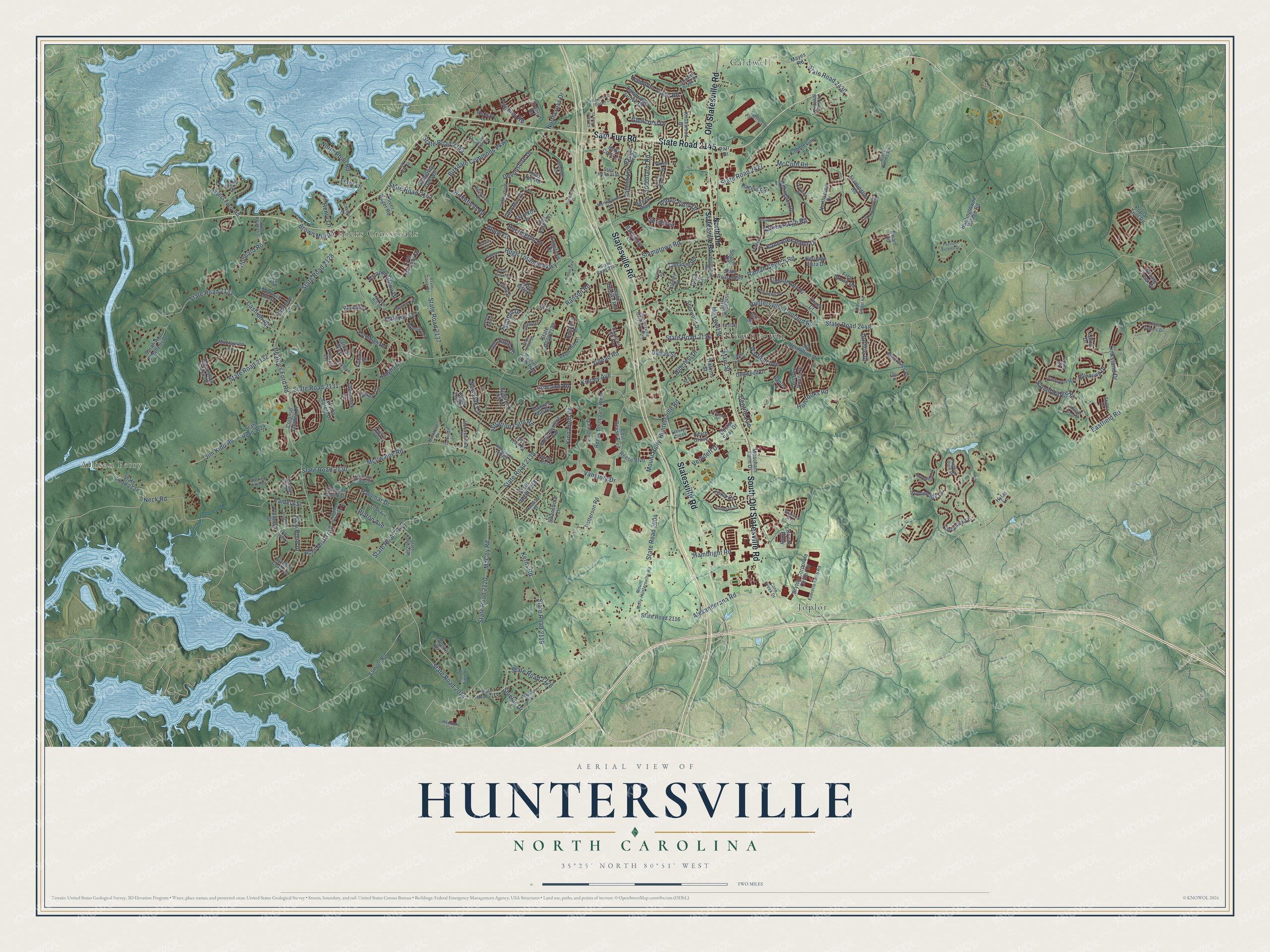 Watermarked full-map preview of Huntersville, North Carolina