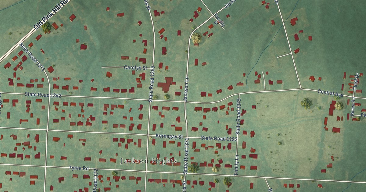 Map of Jackson Heights, North Carolina in 2026