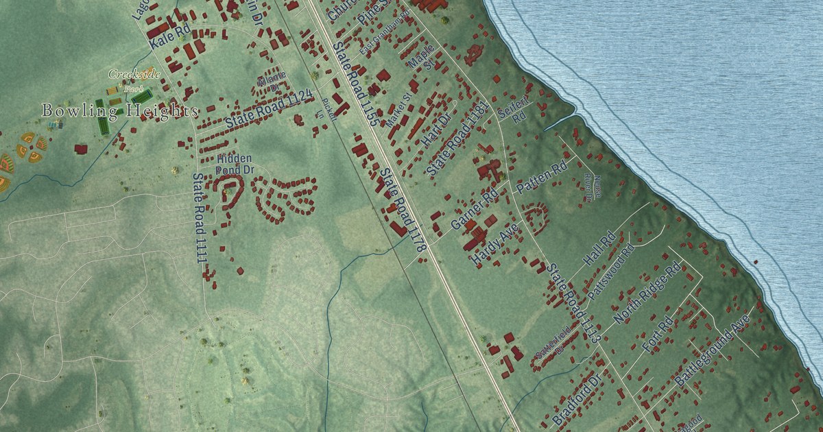 Map of James City, North Carolina in 2026