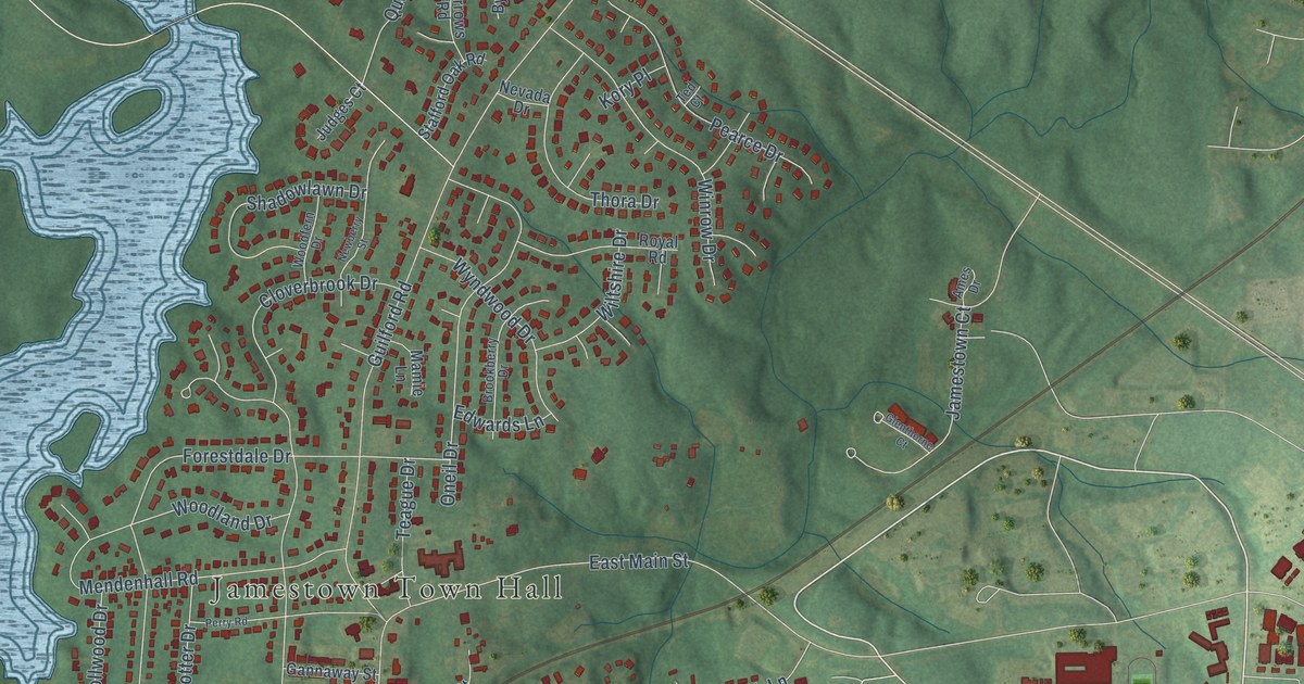 Map of Jamestown, North Carolina in 2026