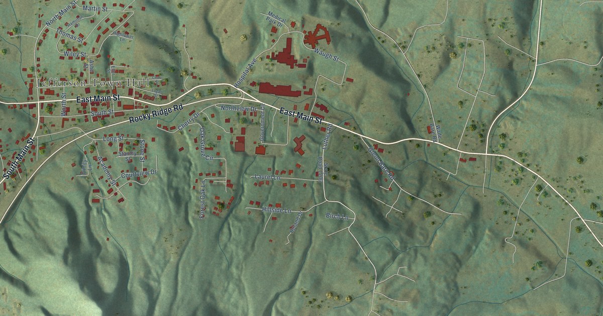 Map of Jefferson, North Carolina in 2026