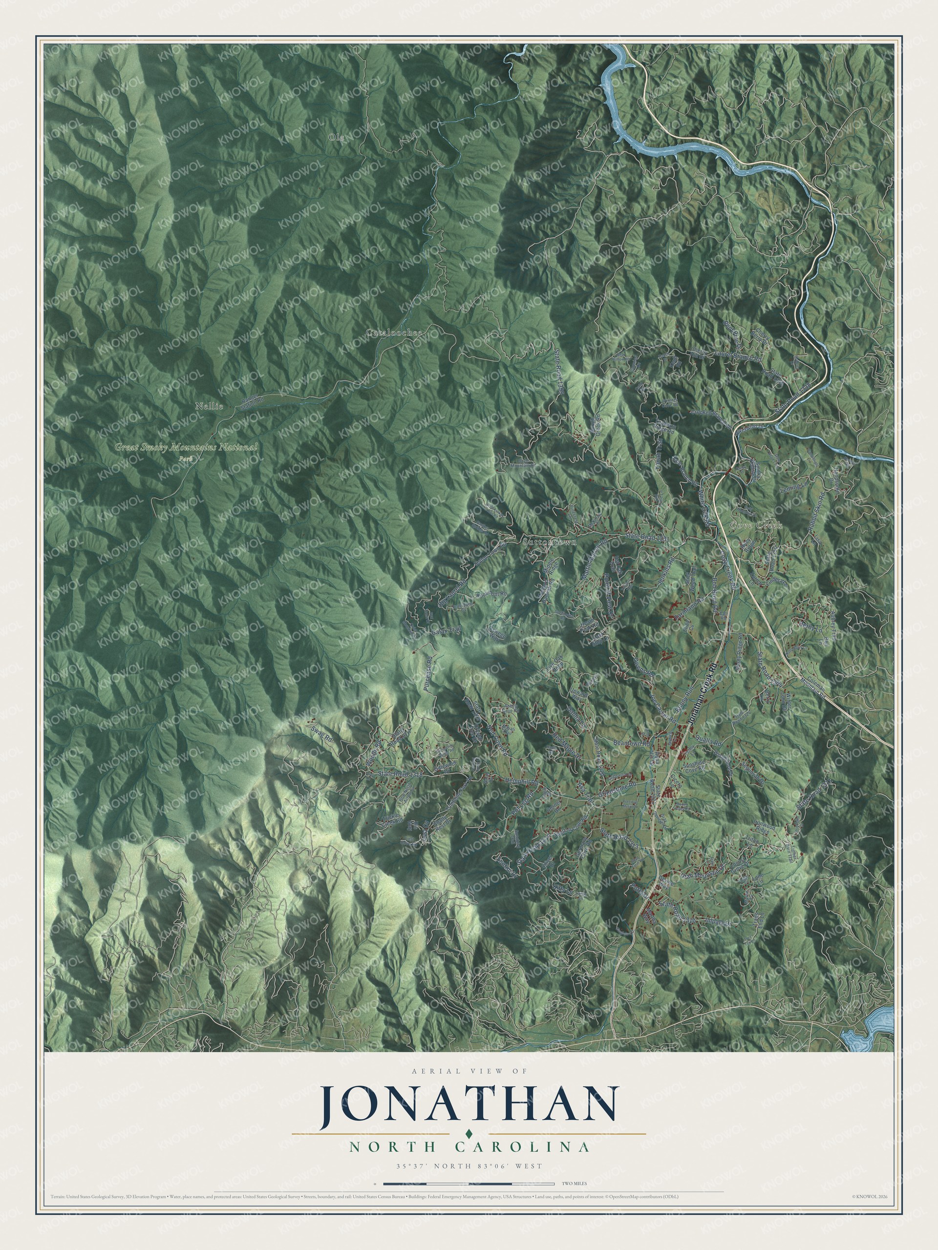 Watermarked full-map preview of Jonathan, North Carolina