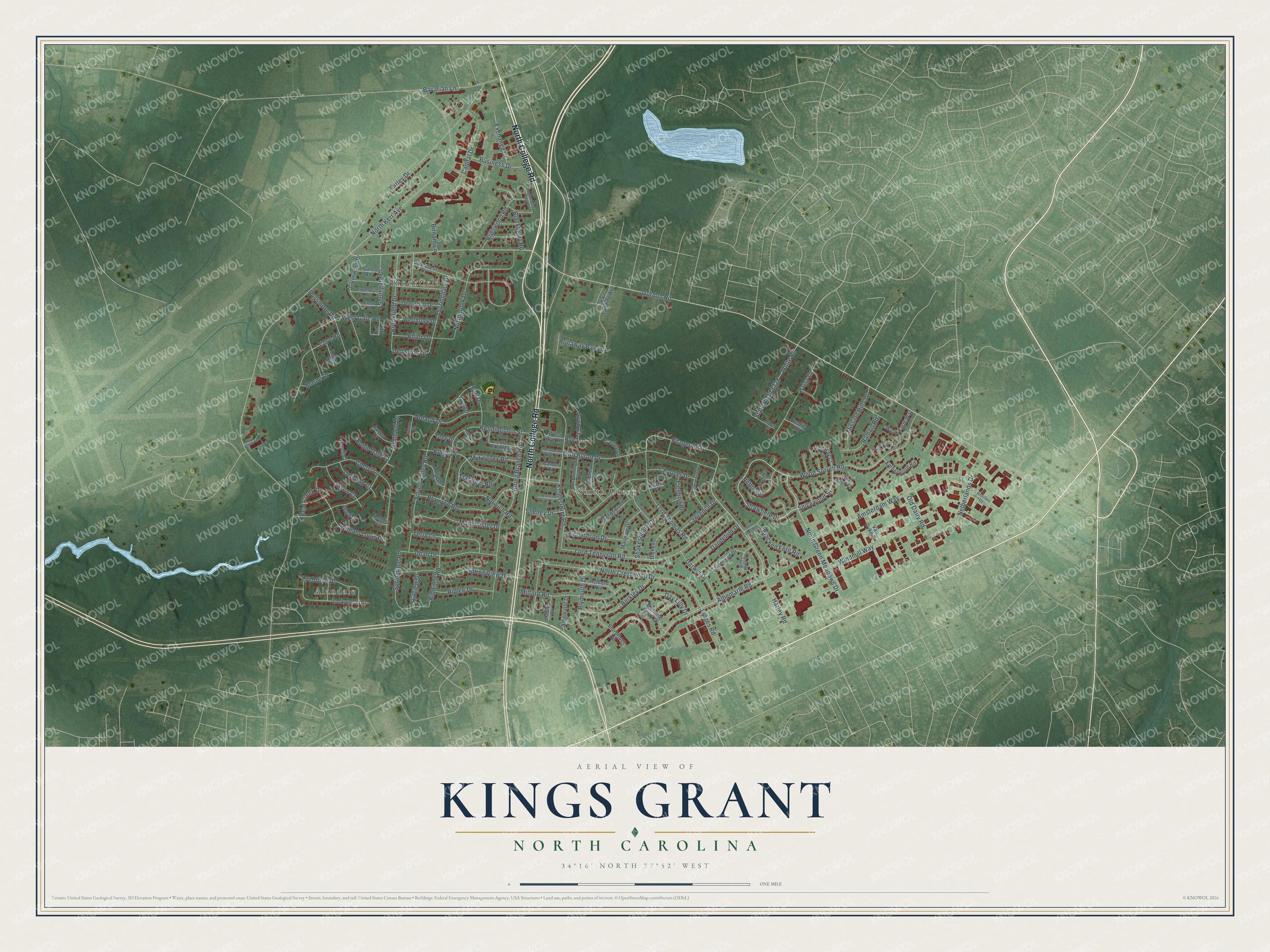Watermarked full-map preview of Kings Grant, North Carolina