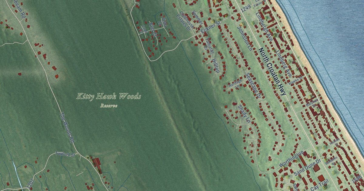 Map of Kitty Hawk, North Carolina in 2026