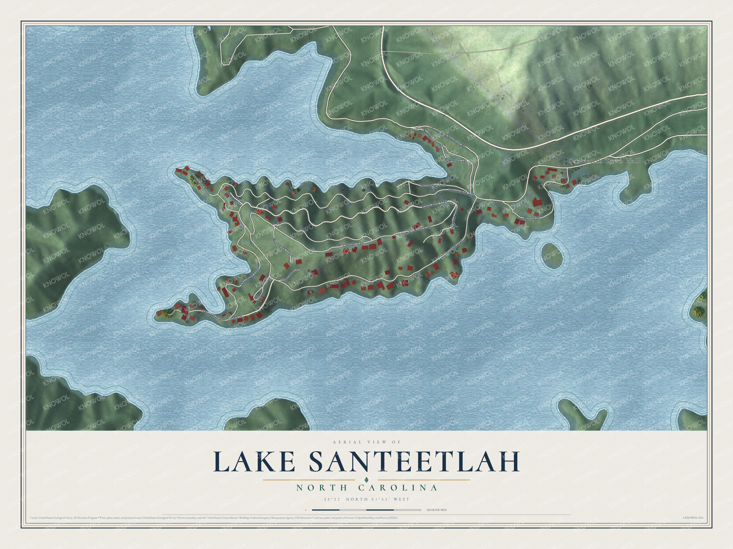 Watermarked full-map preview of Lake Santeetlah, North Carolina
