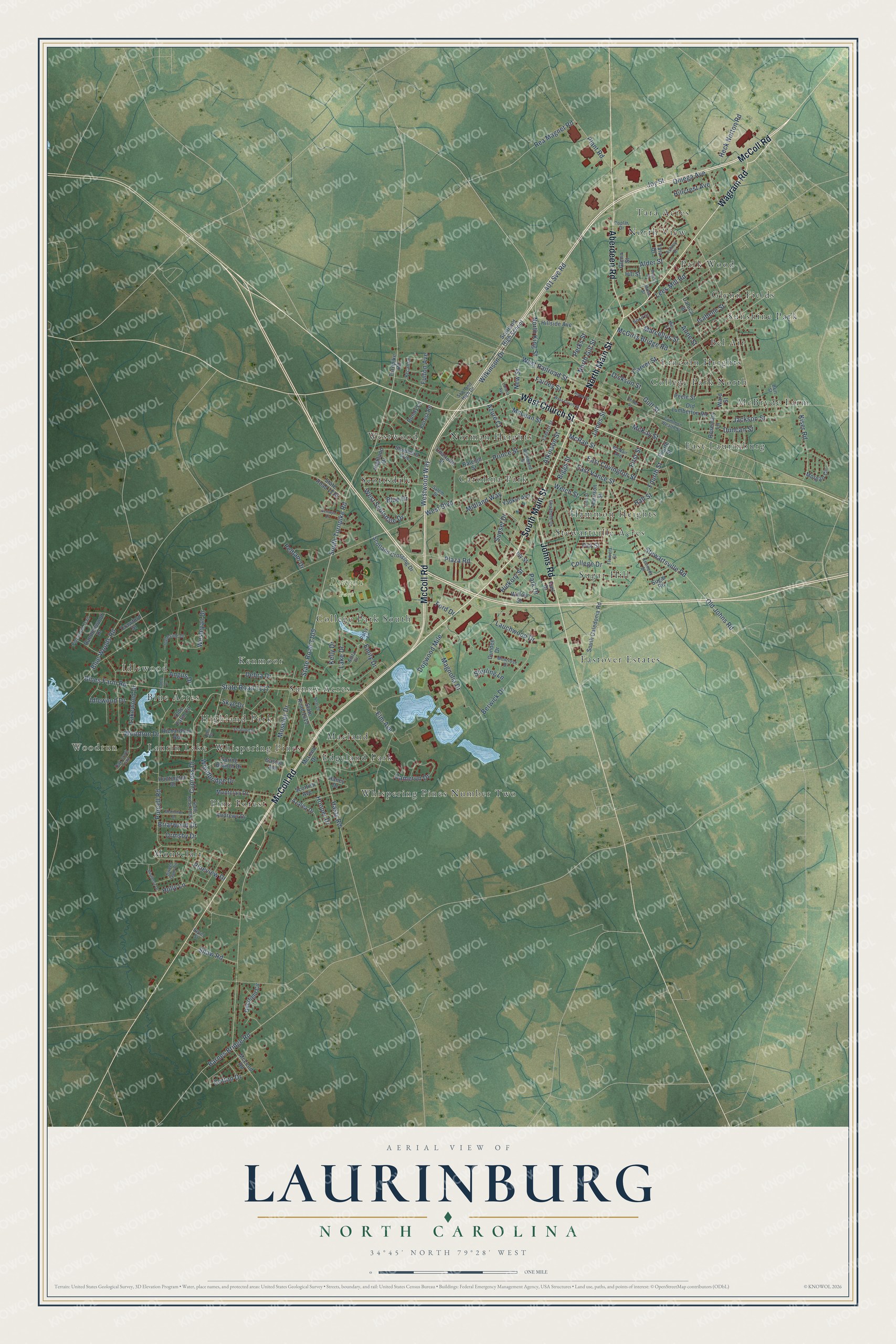Watermarked full-map preview of Laurinburg, North Carolina