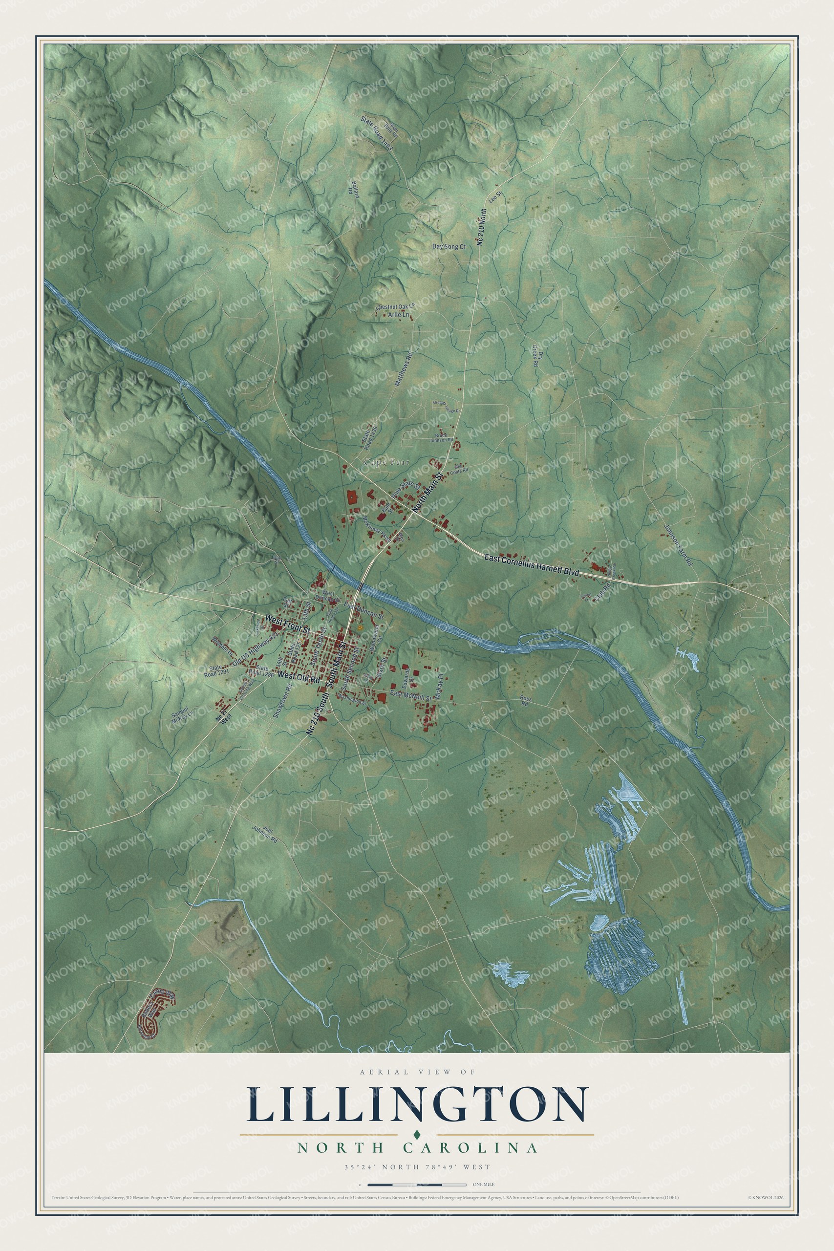 Watermarked full-map preview of Lillington, North Carolina