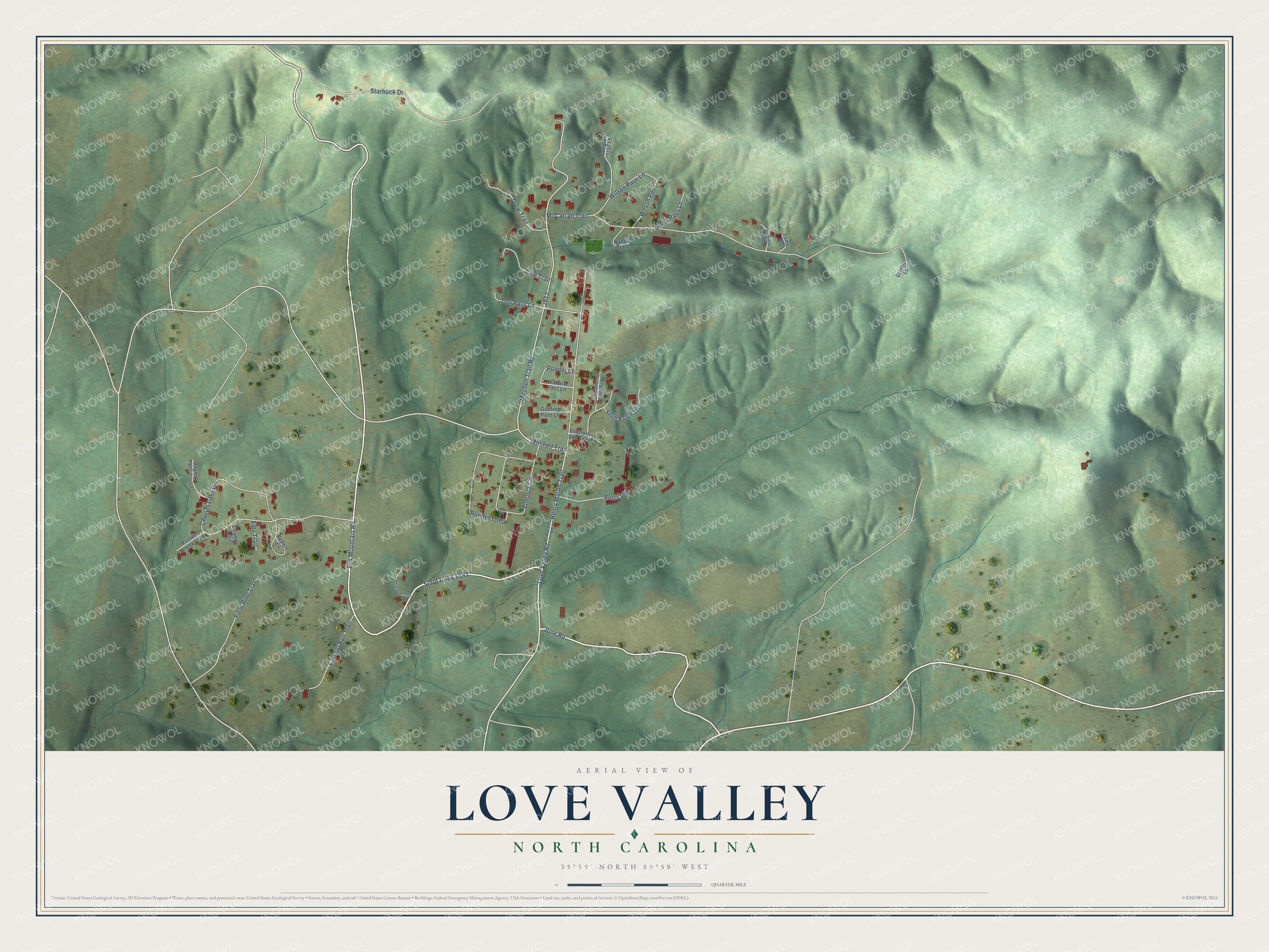 Watermarked full-map preview of Love Valley, North Carolina