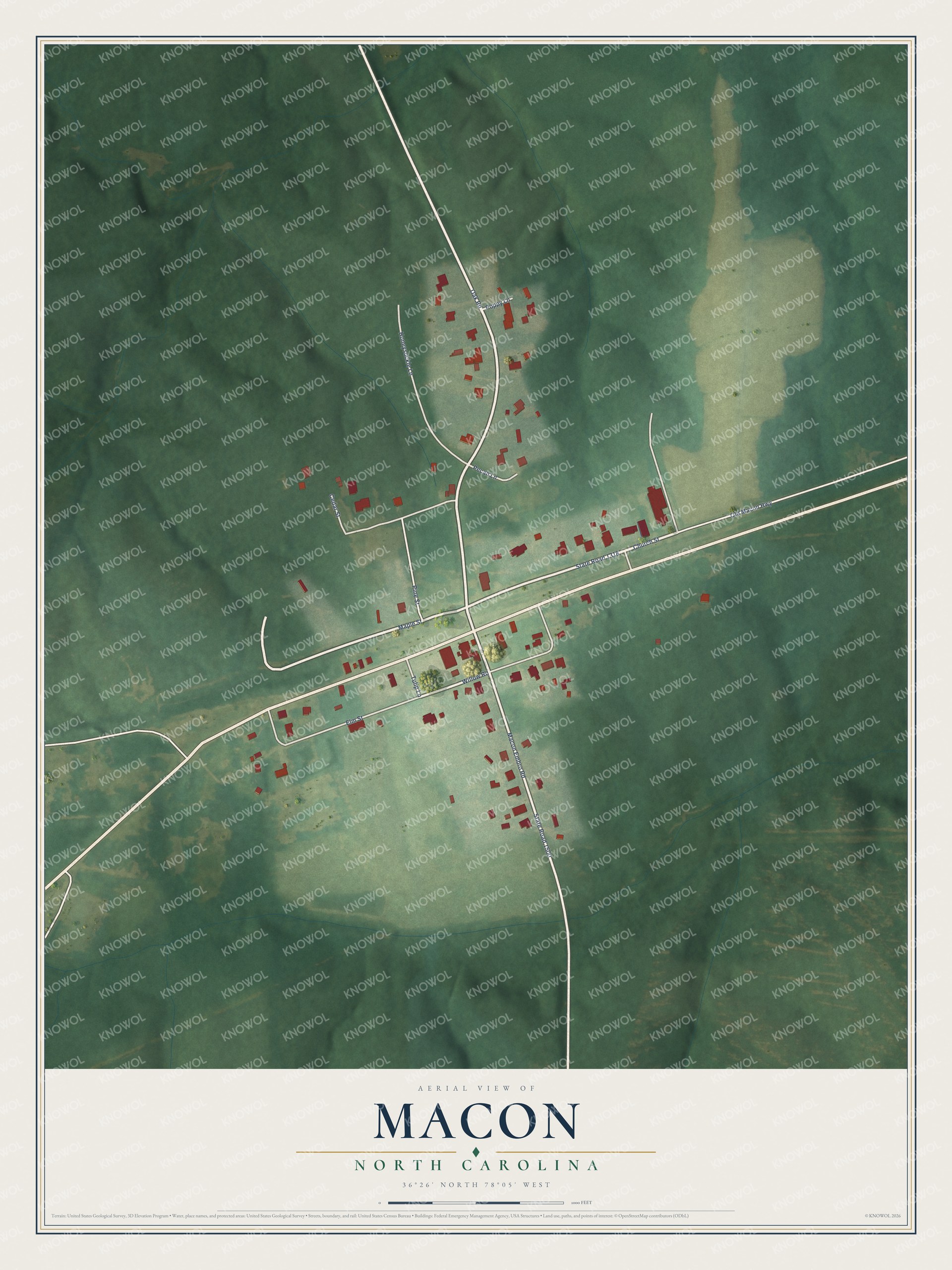 Watermarked full-map preview of Macon, North Carolina