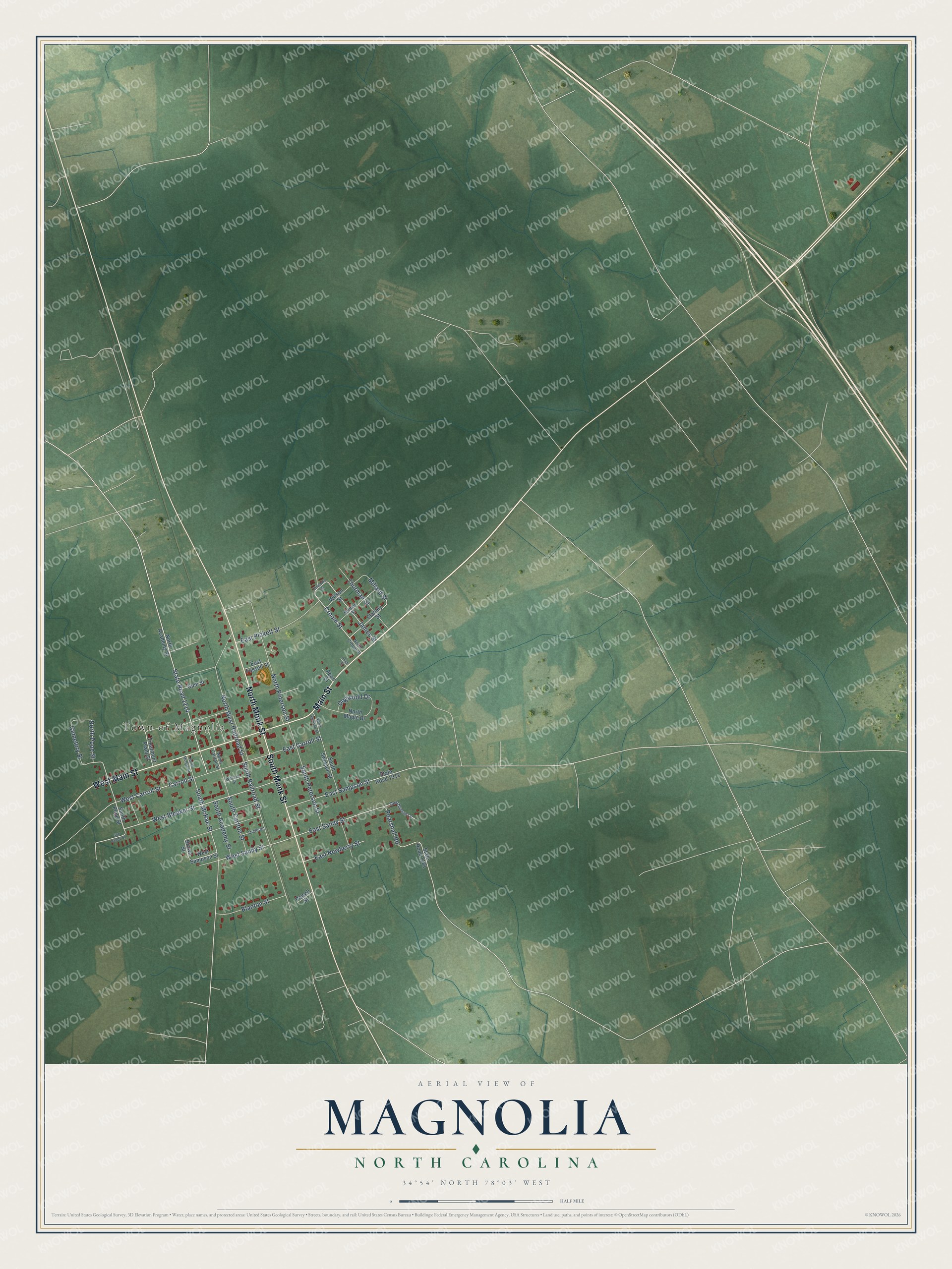 Watermarked full-map preview of Magnolia, North Carolina
