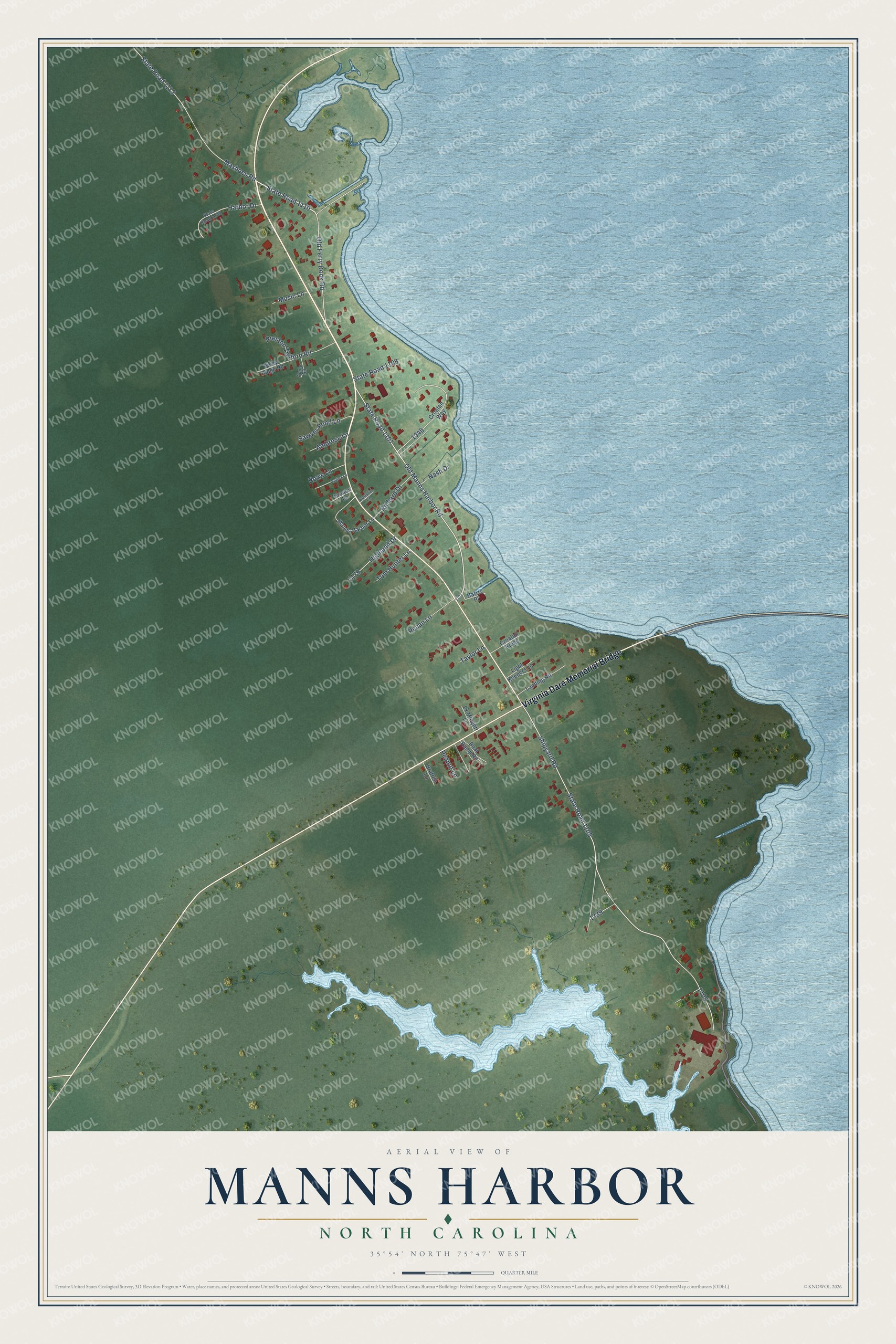 Watermarked full-map preview of Manns Harbor, North Carolina