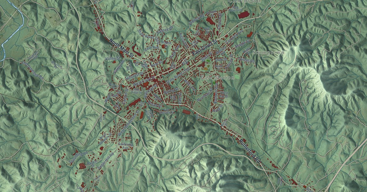 Map of Marion, North Carolina in 2026