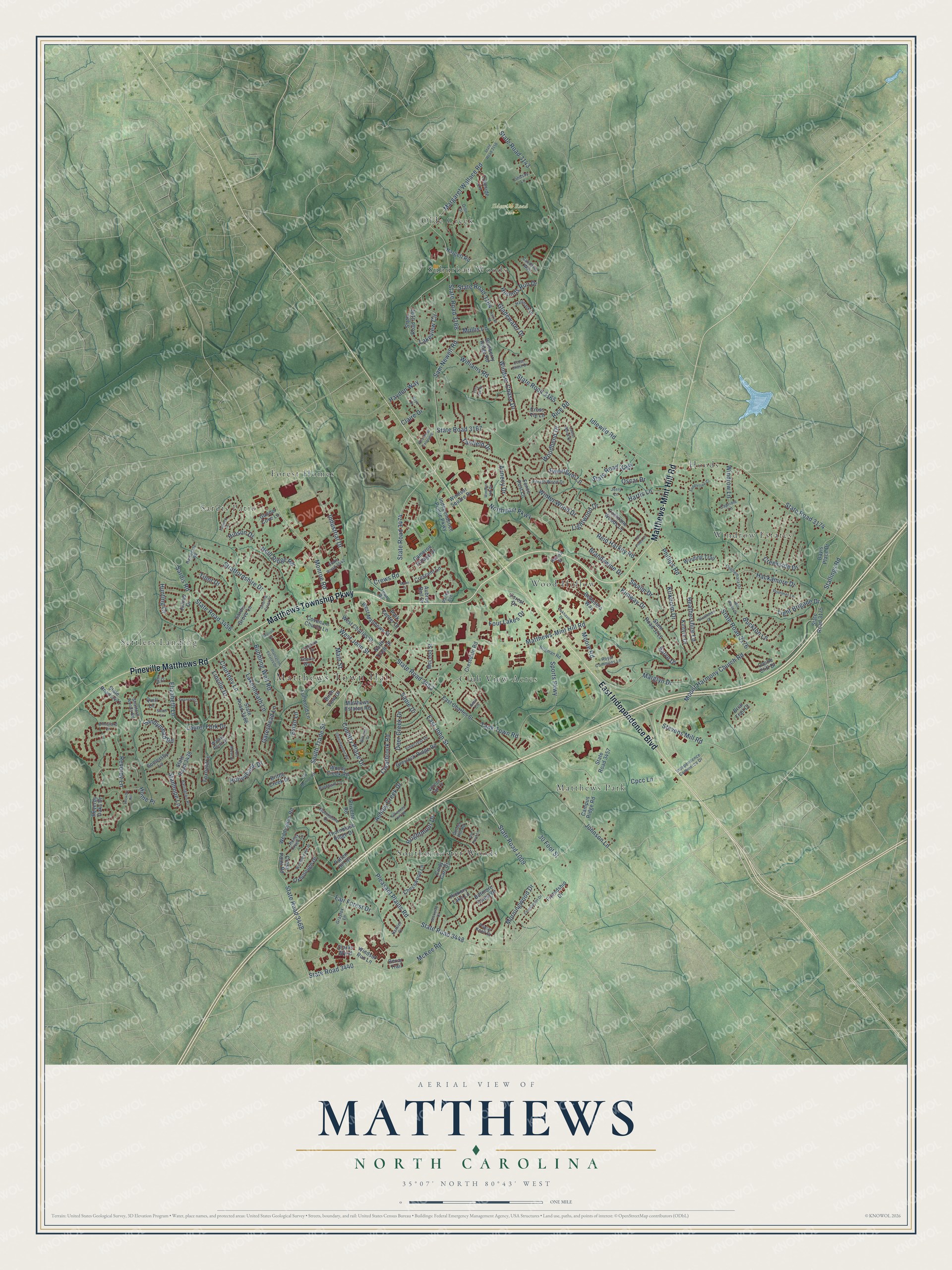 Watermarked full-map preview of Matthews, North Carolina