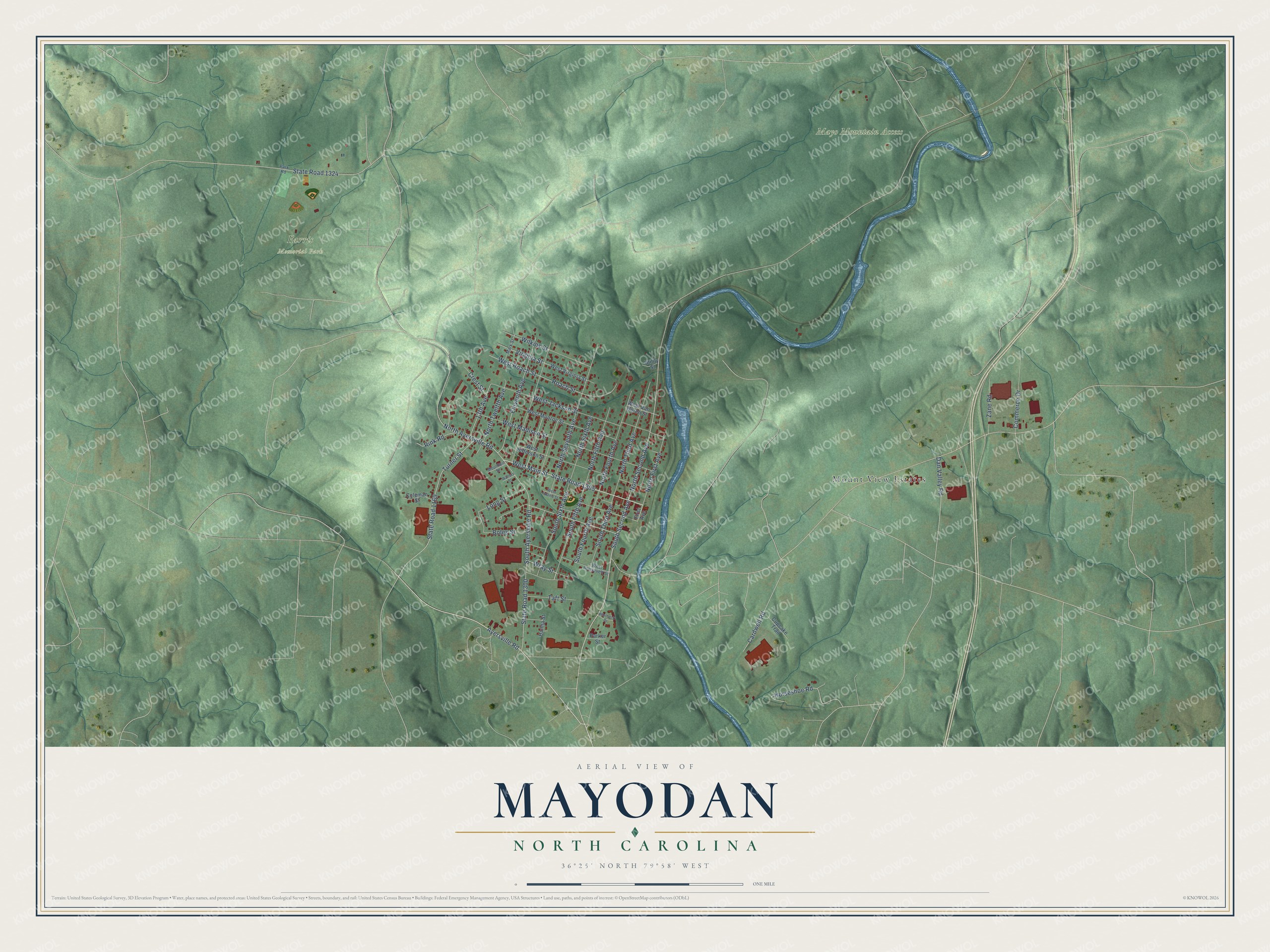 Watermarked full-map preview of Mayodan, North Carolina