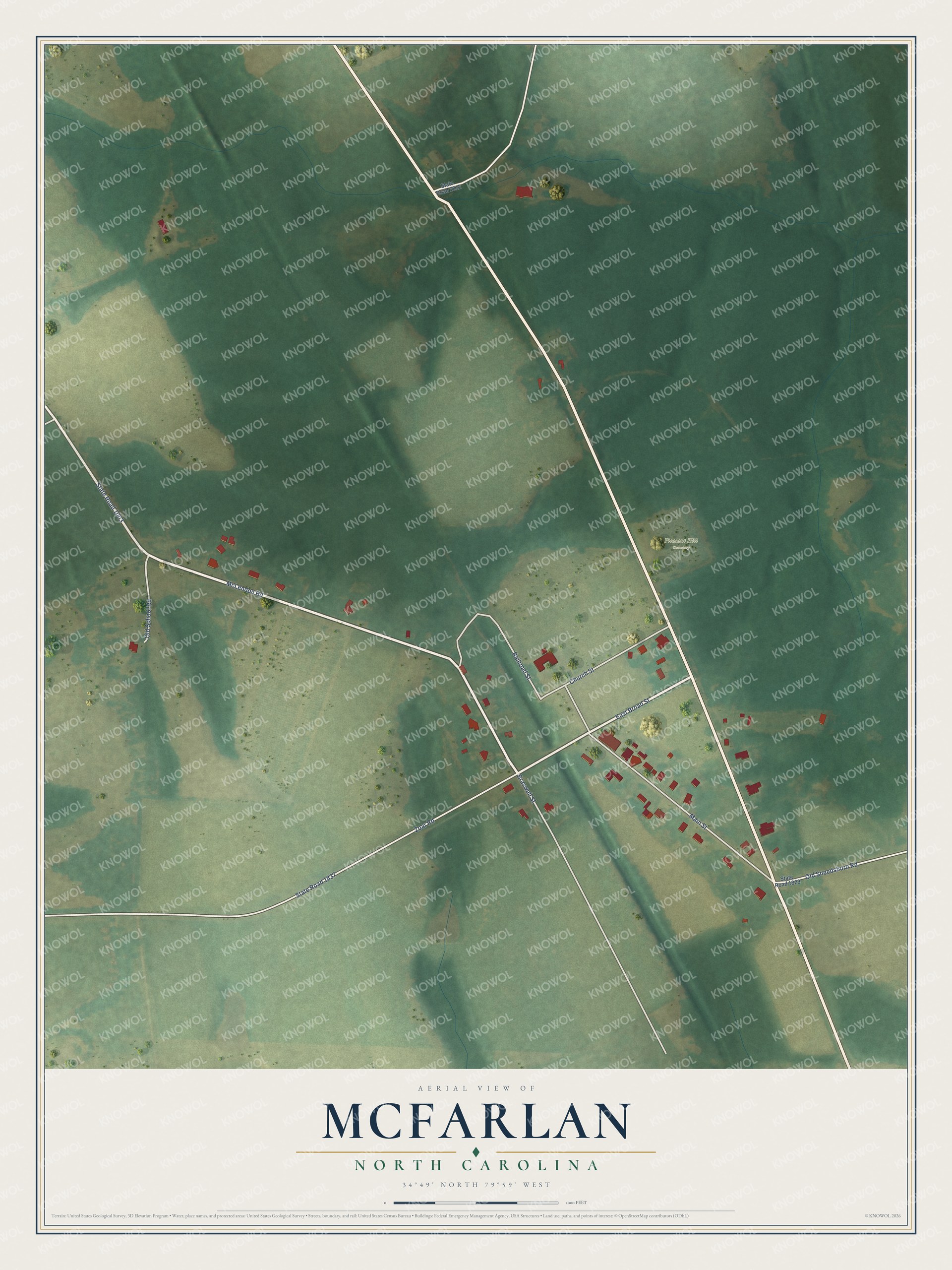 Watermarked full-map preview of McFarlan, North Carolina