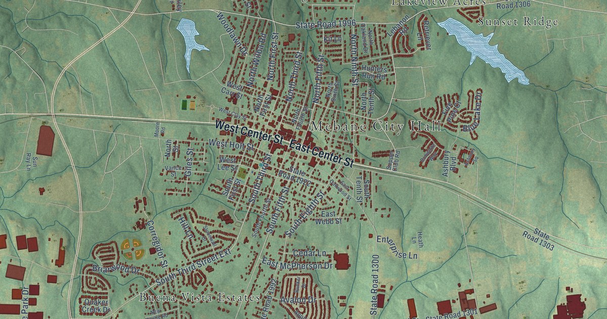 Map of Mebane, North Carolina in 2026