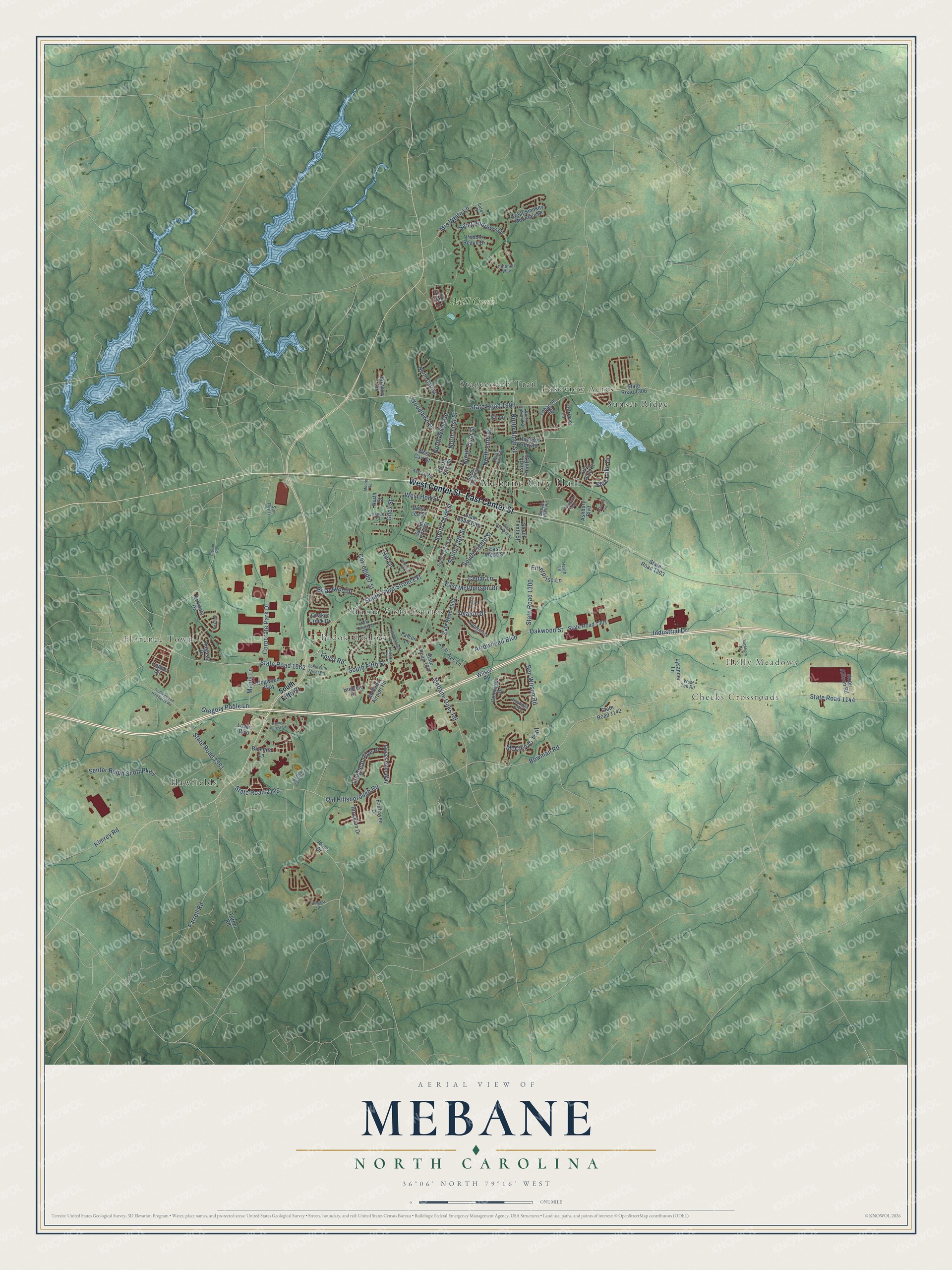 Watermarked full-map preview of Mebane, North Carolina