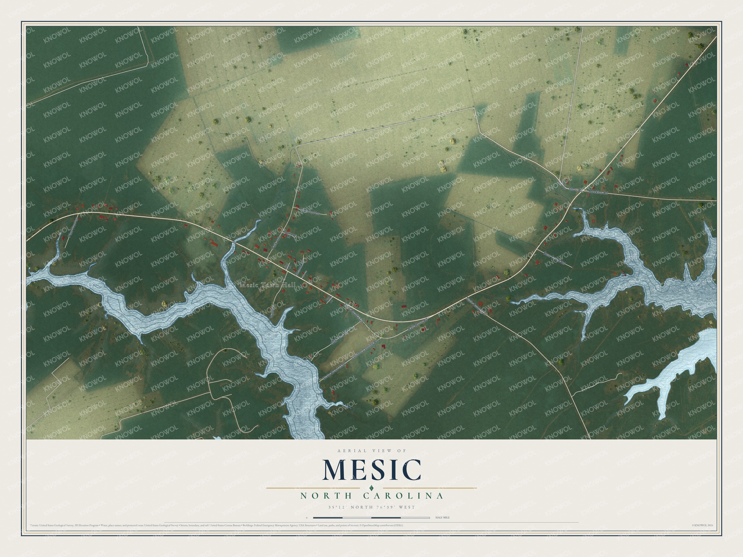 Watermarked full-map preview of Mesic, North Carolina