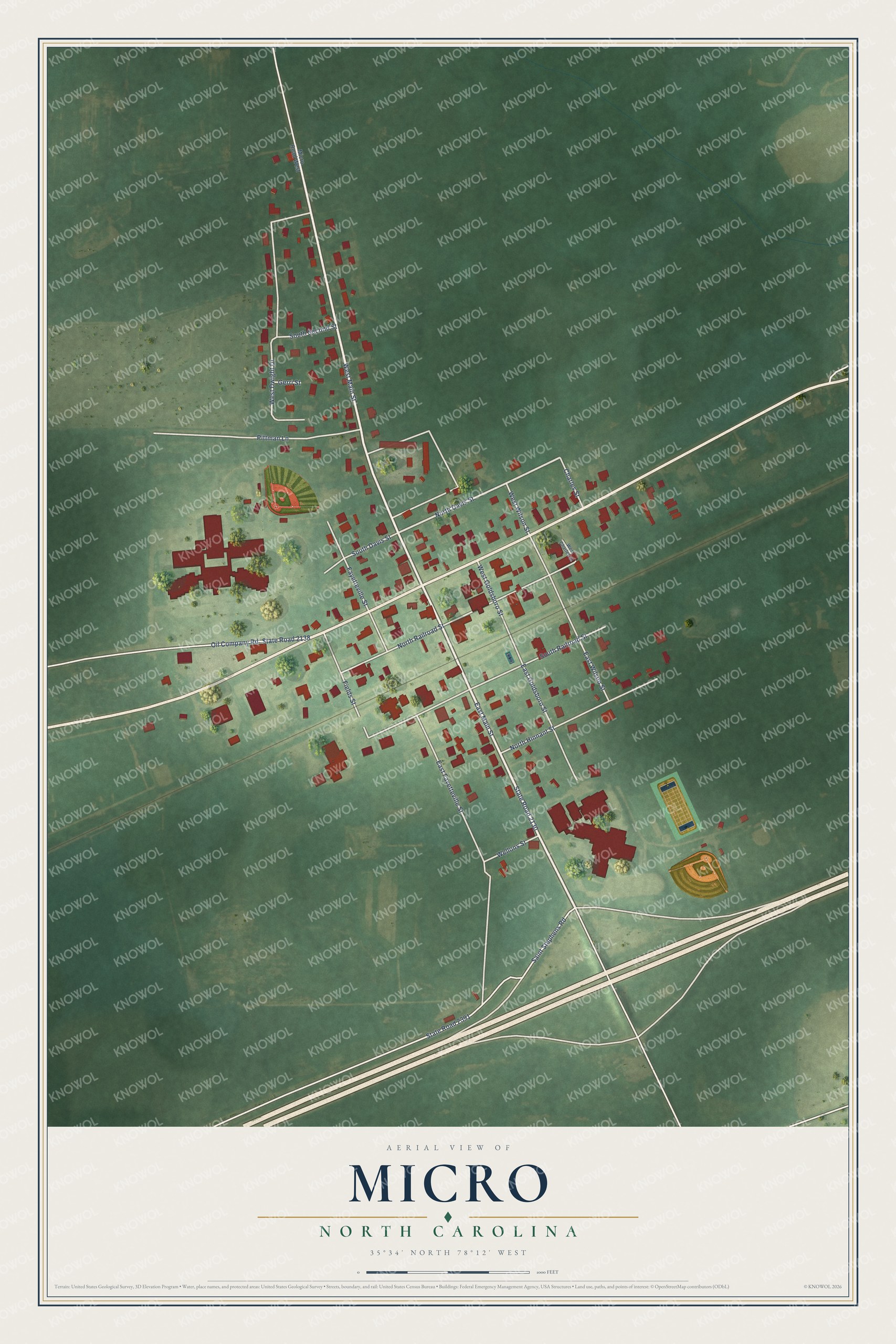 Watermarked full-map preview of Micro, North Carolina