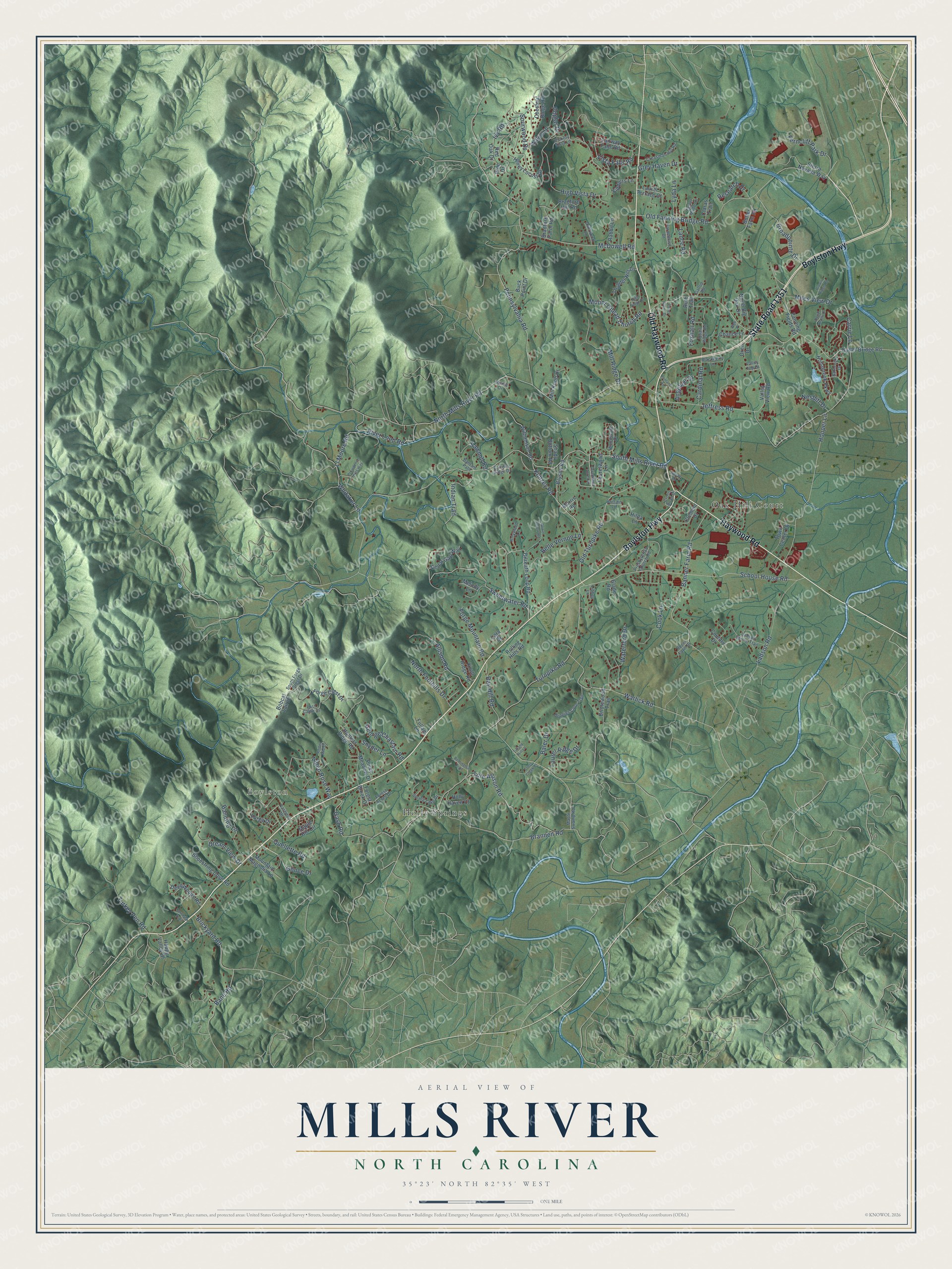 Watermarked full-map preview of Mills River, North Carolina