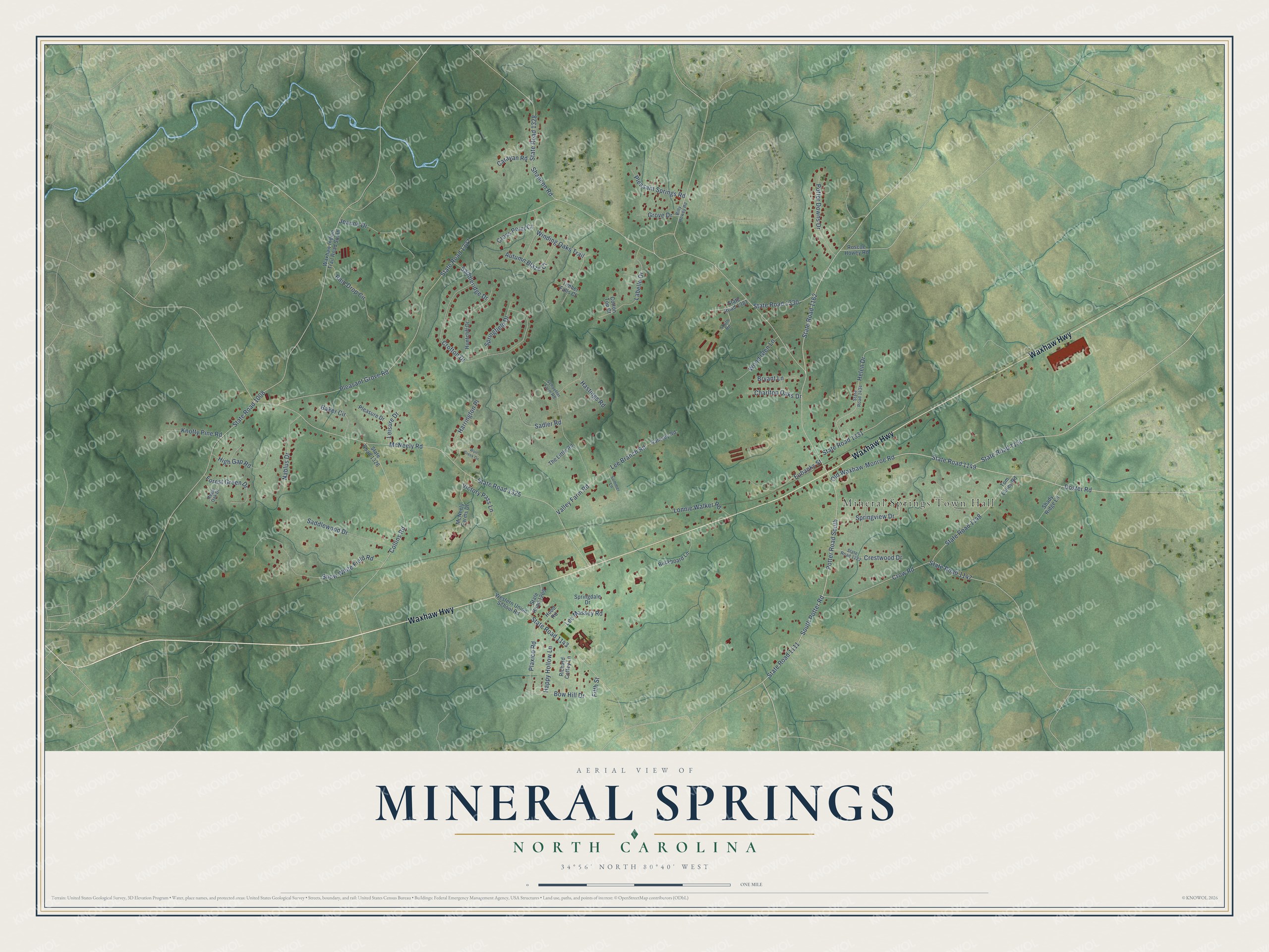 Watermarked full-map preview of Mineral Springs, North Carolina
