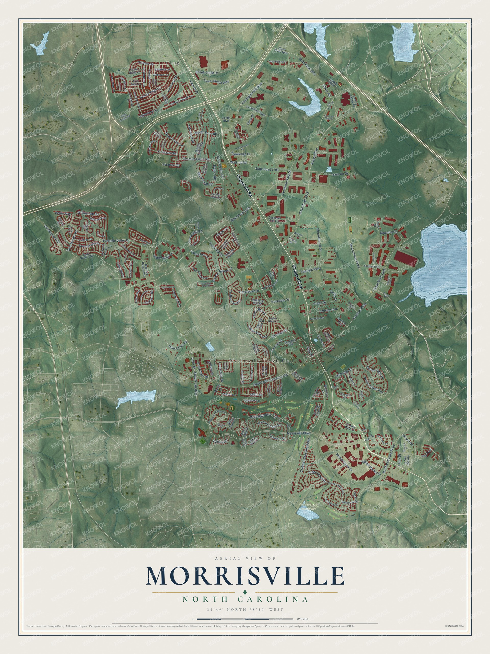 Watermarked full-map preview of Morrisville, North Carolina