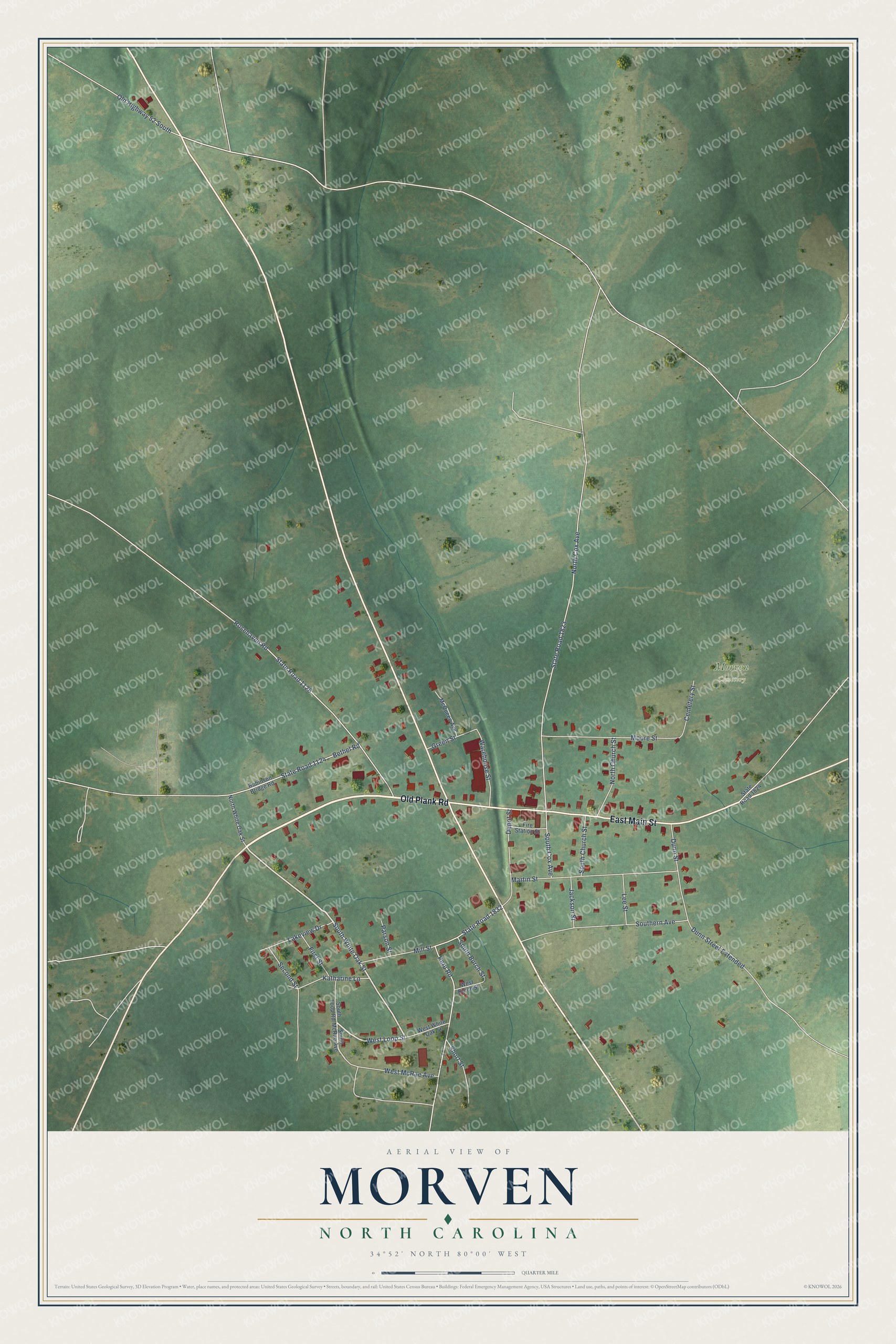 Watermarked full-map preview of Morven, North Carolina