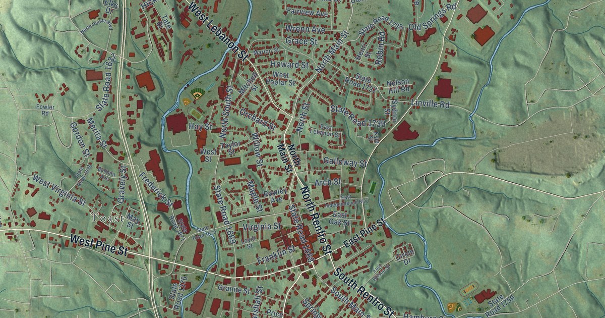 Map of Mount Airy, North Carolina in 2026