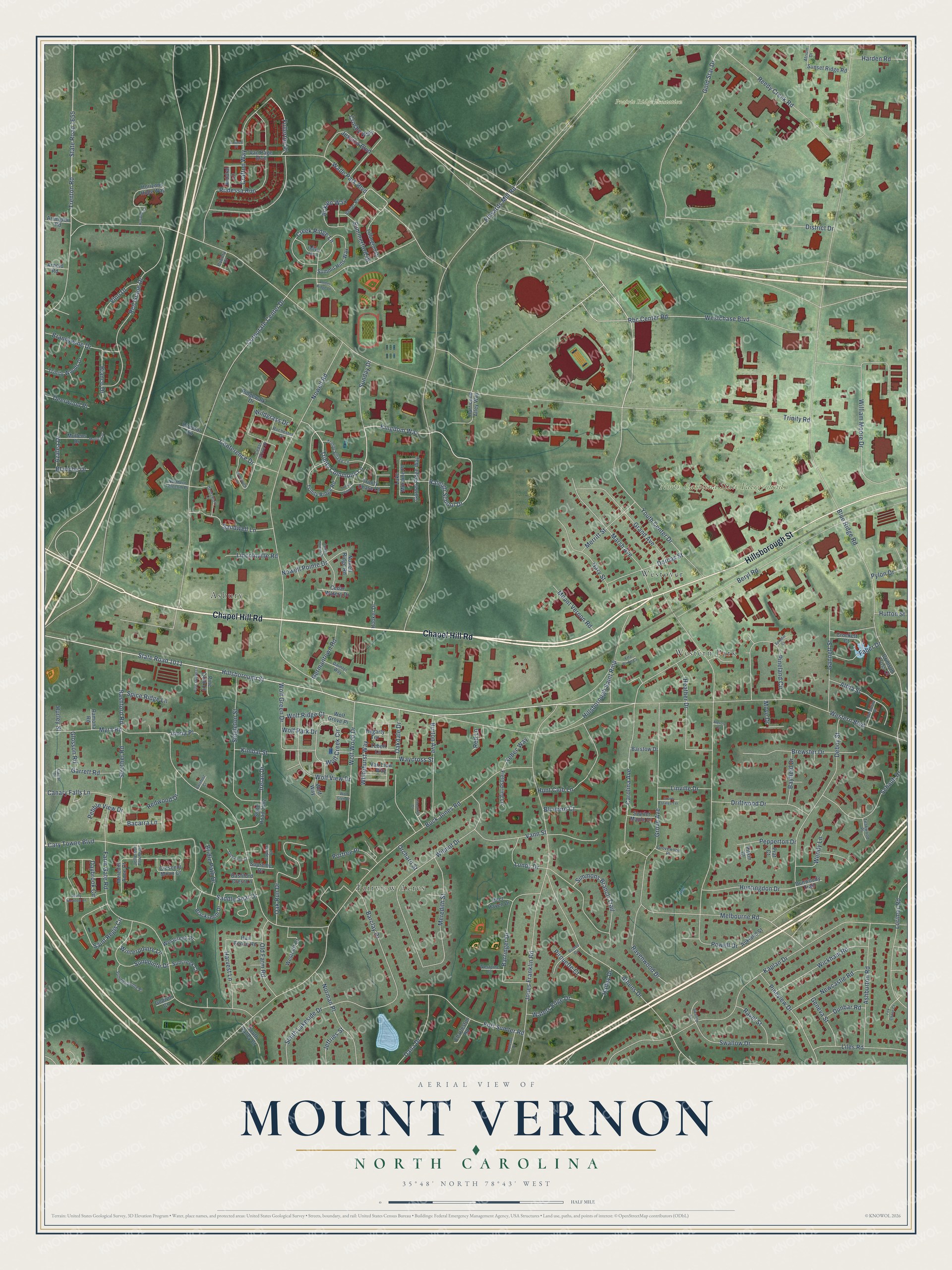 Watermarked full-map preview of Mount Vernon, North Carolina
