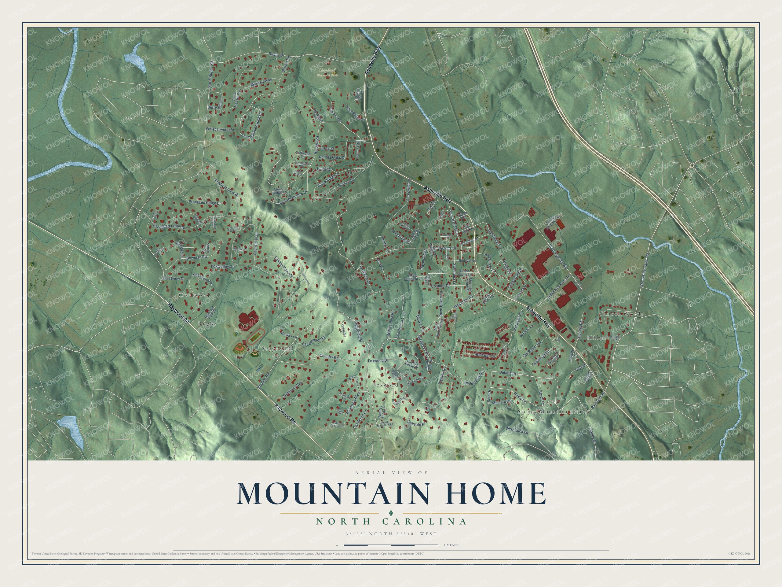 Watermarked full-map preview of Mountain Home, North Carolina