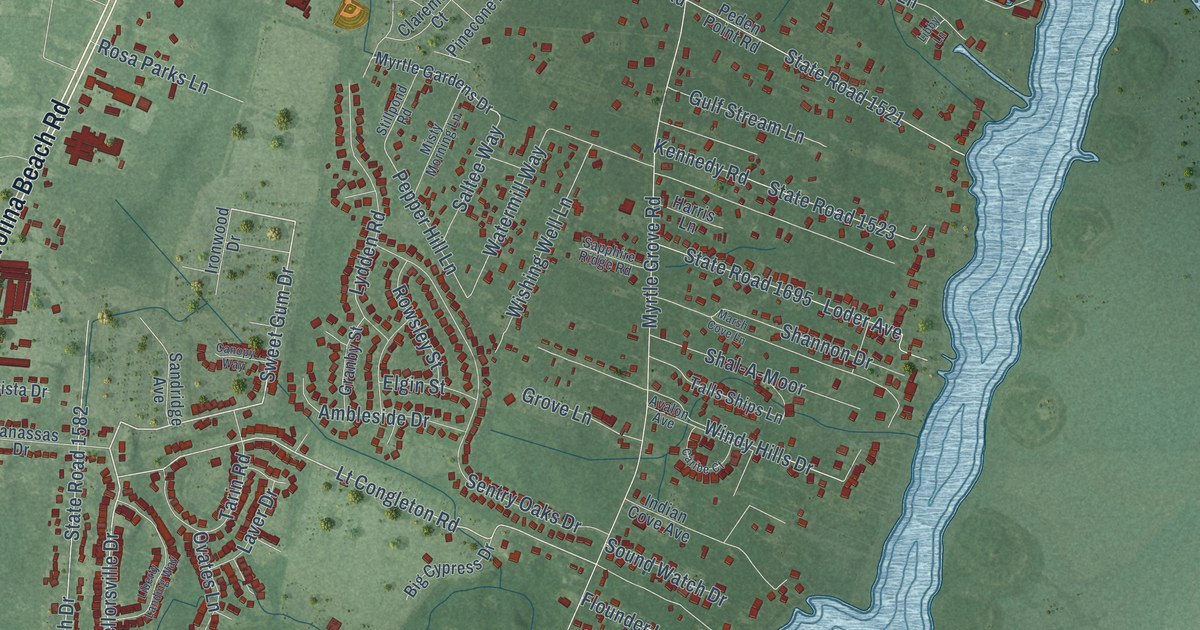 Map of Myrtle Grove, North Carolina in 2026