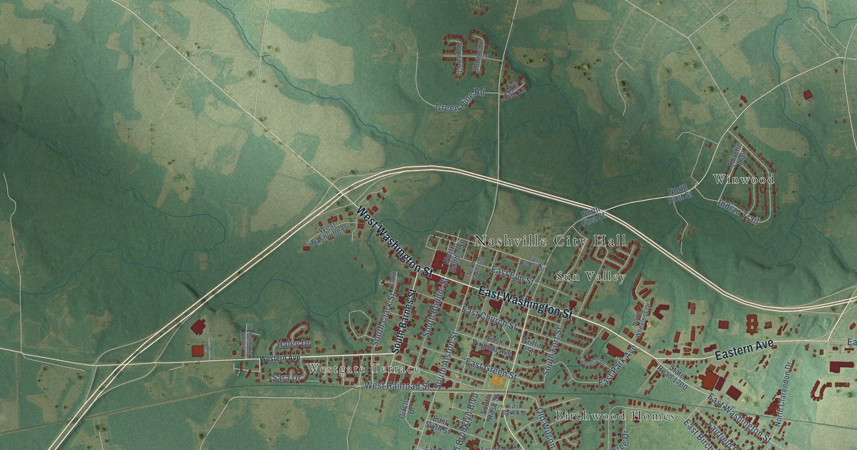 Map of Nashville, North Carolina in 2026