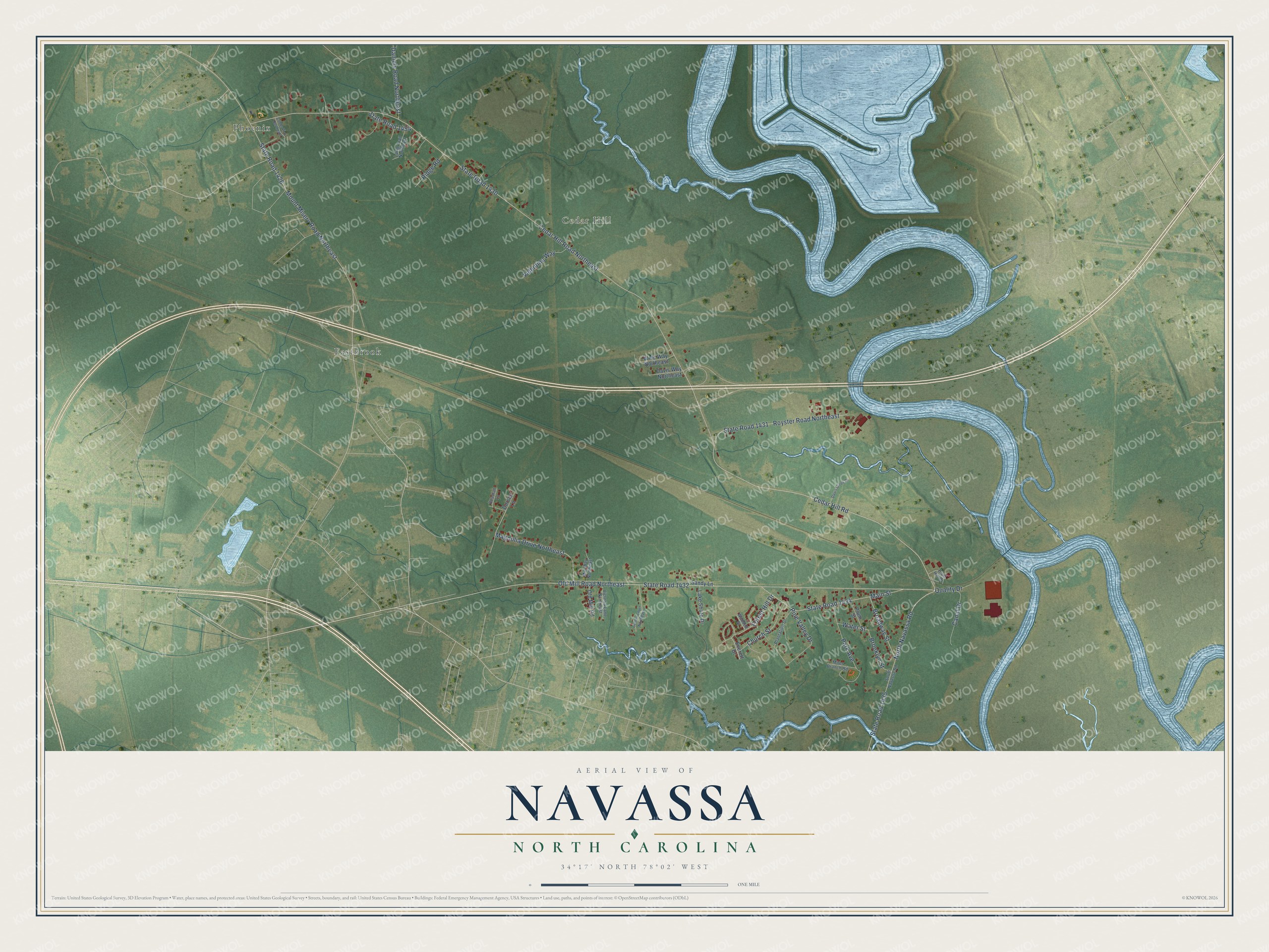 Watermarked full-map preview of Navassa, North Carolina