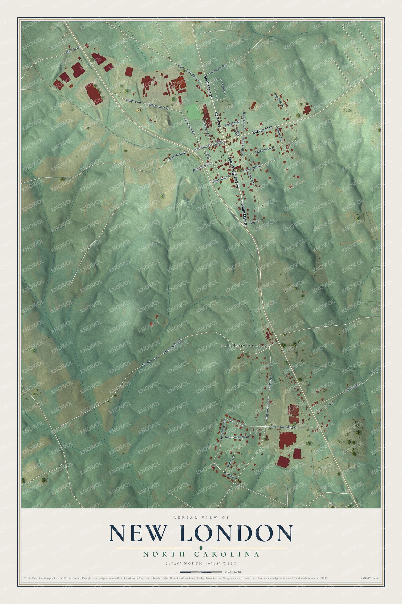 Watermarked full-map preview of New London, North Carolina