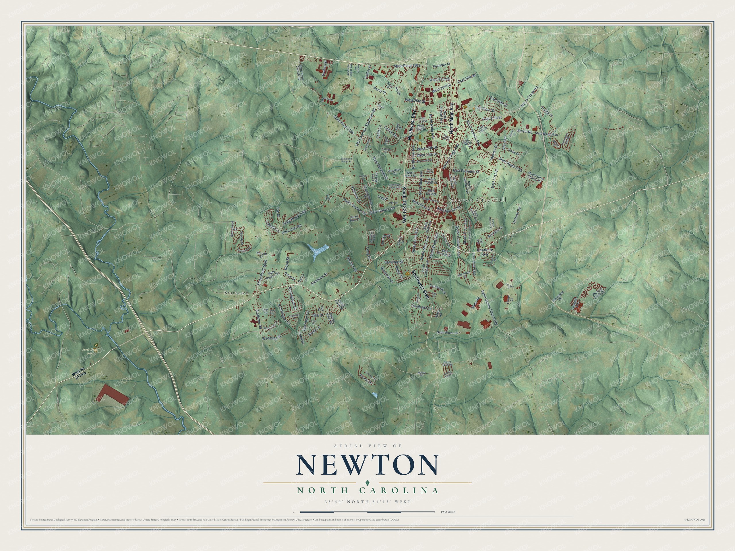 Watermarked full-map preview of Newton, North Carolina