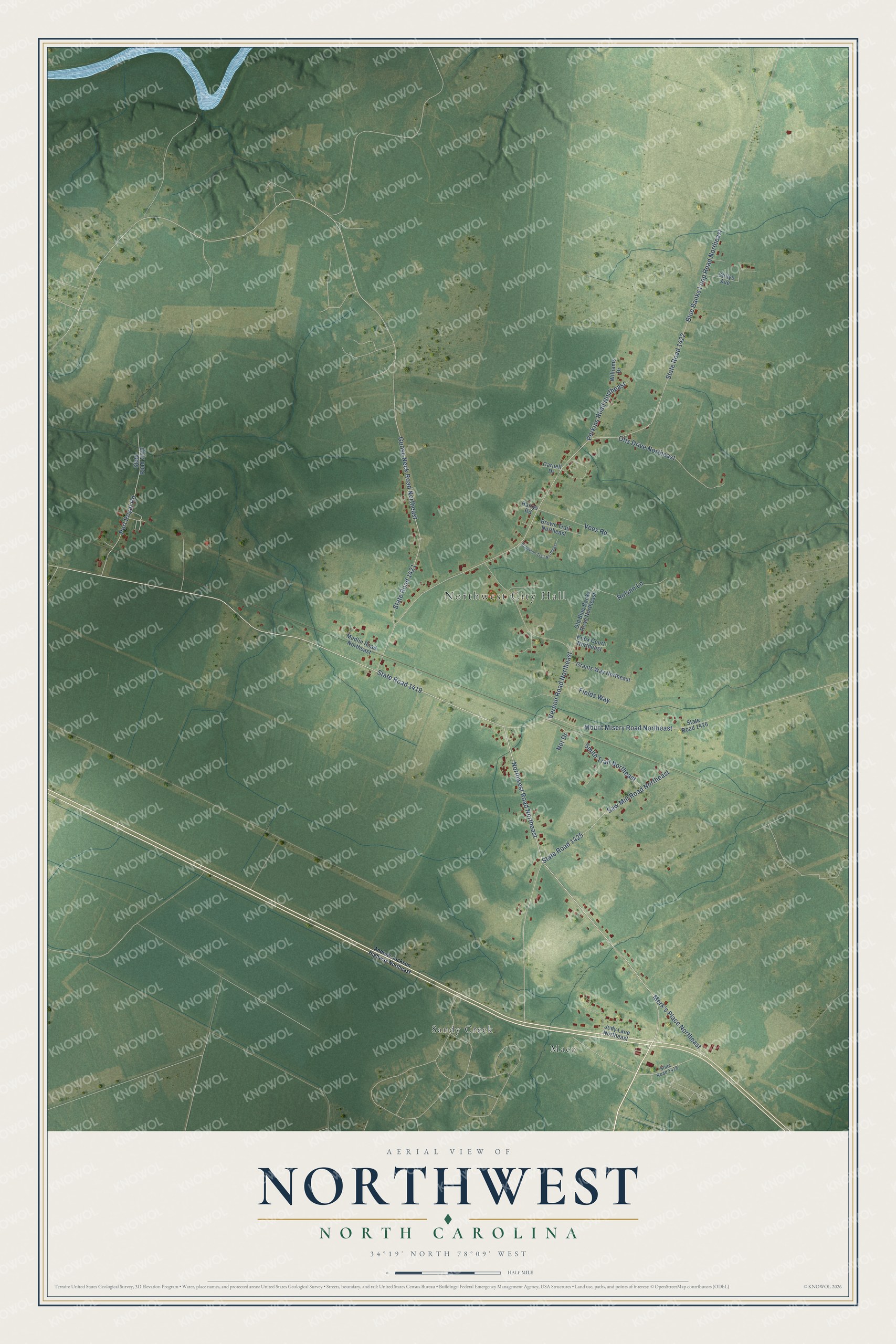 Watermarked full-map preview of Northwest, North Carolina