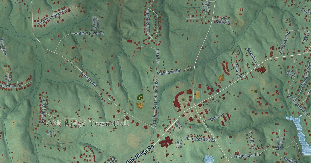 Map of Oak Ridge, North Carolina in 2026