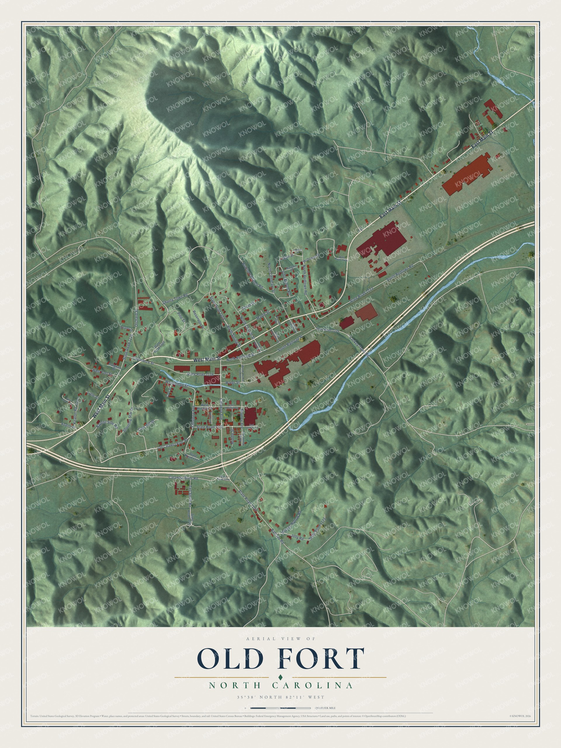 Watermarked full-map preview of Old Fort, North Carolina