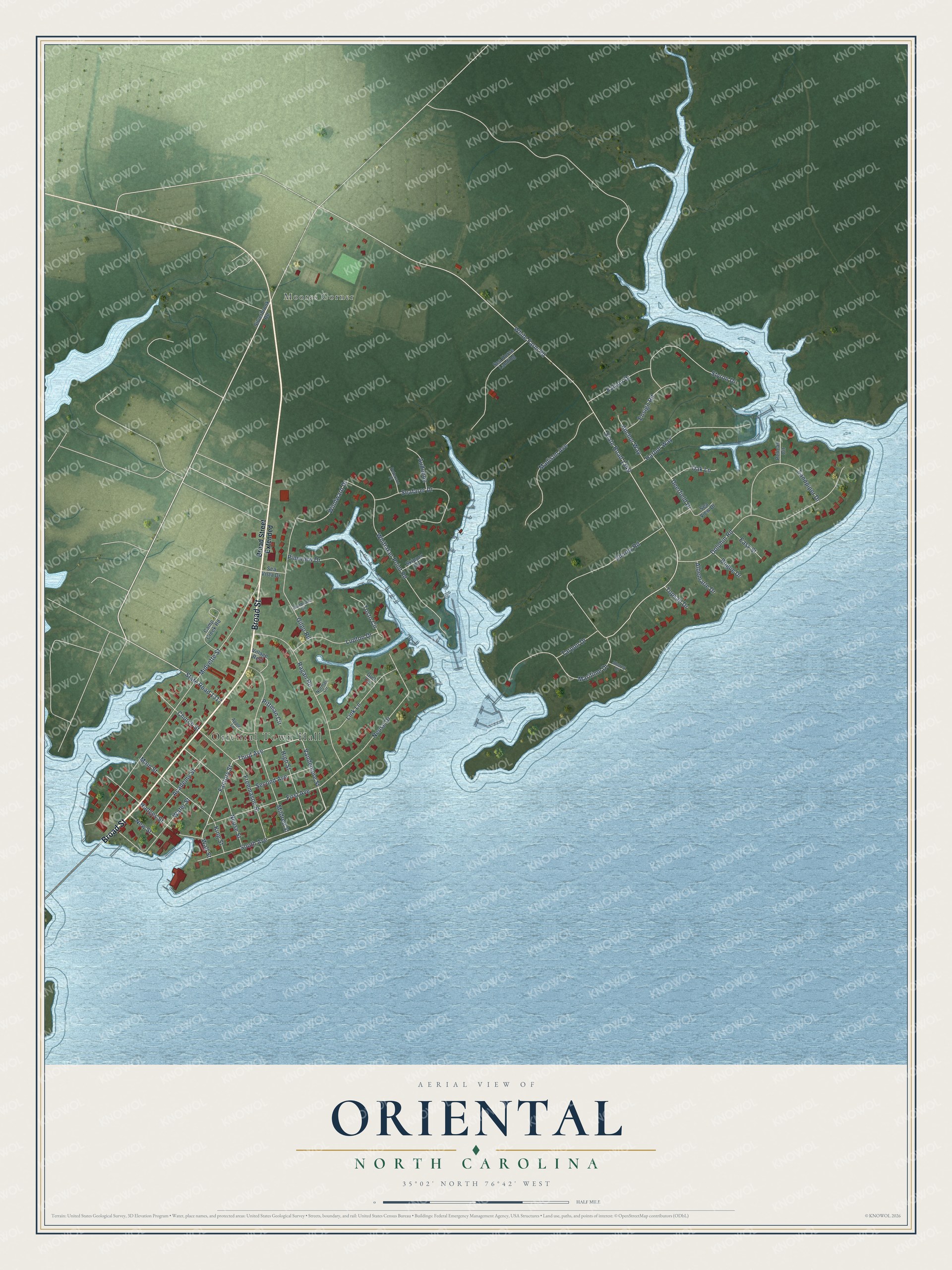 Watermarked full-map preview of Oriental, North Carolina