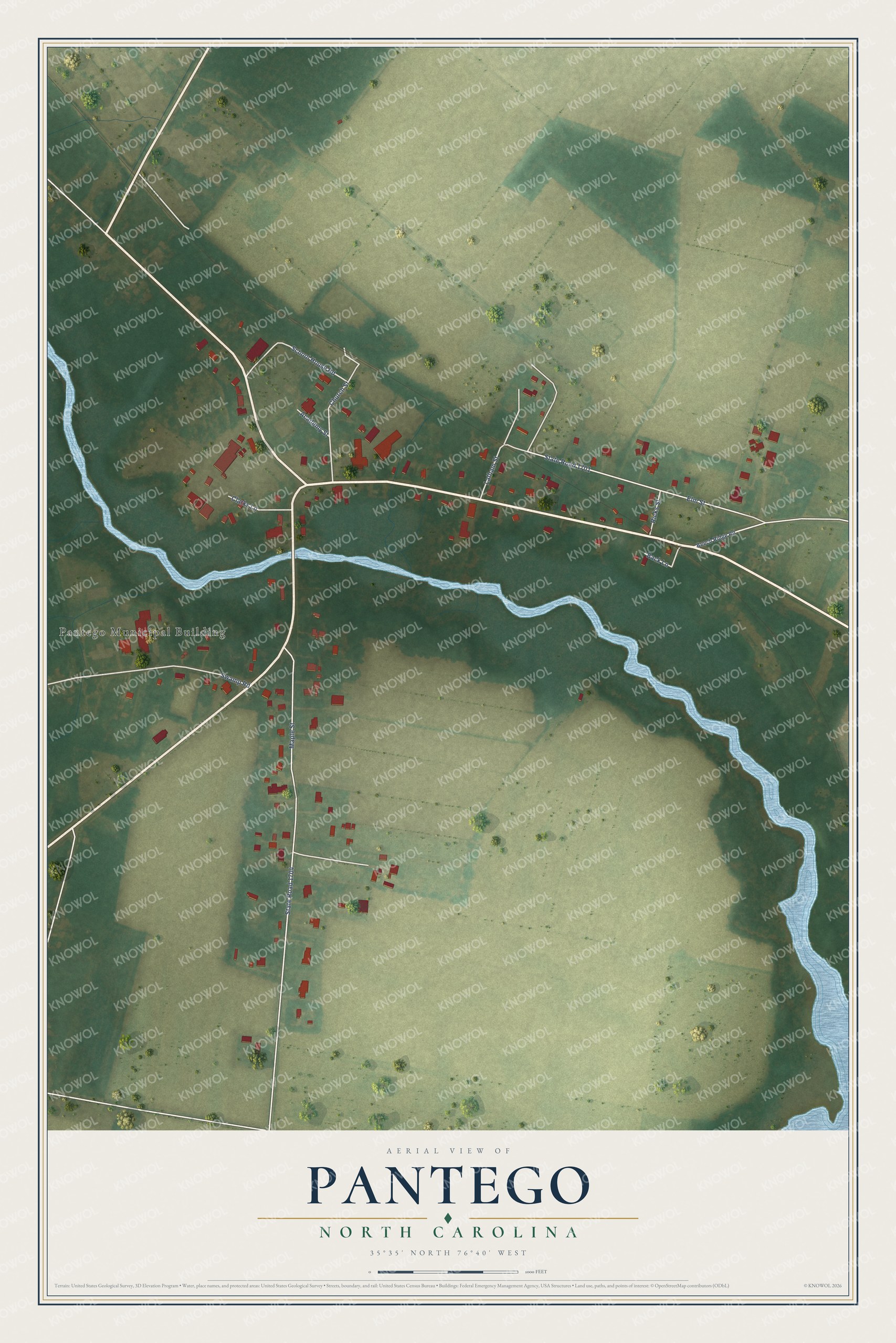 Watermarked full-map preview of Pantego, North Carolina