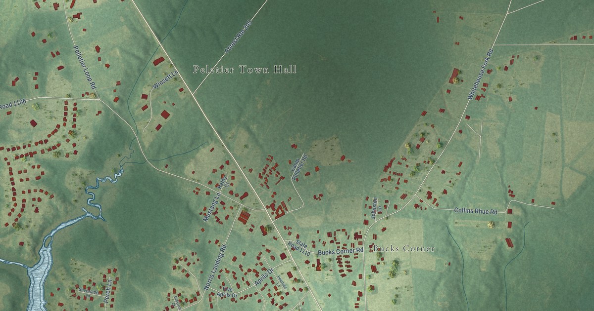 Map of Peletier, North Carolina in 2026