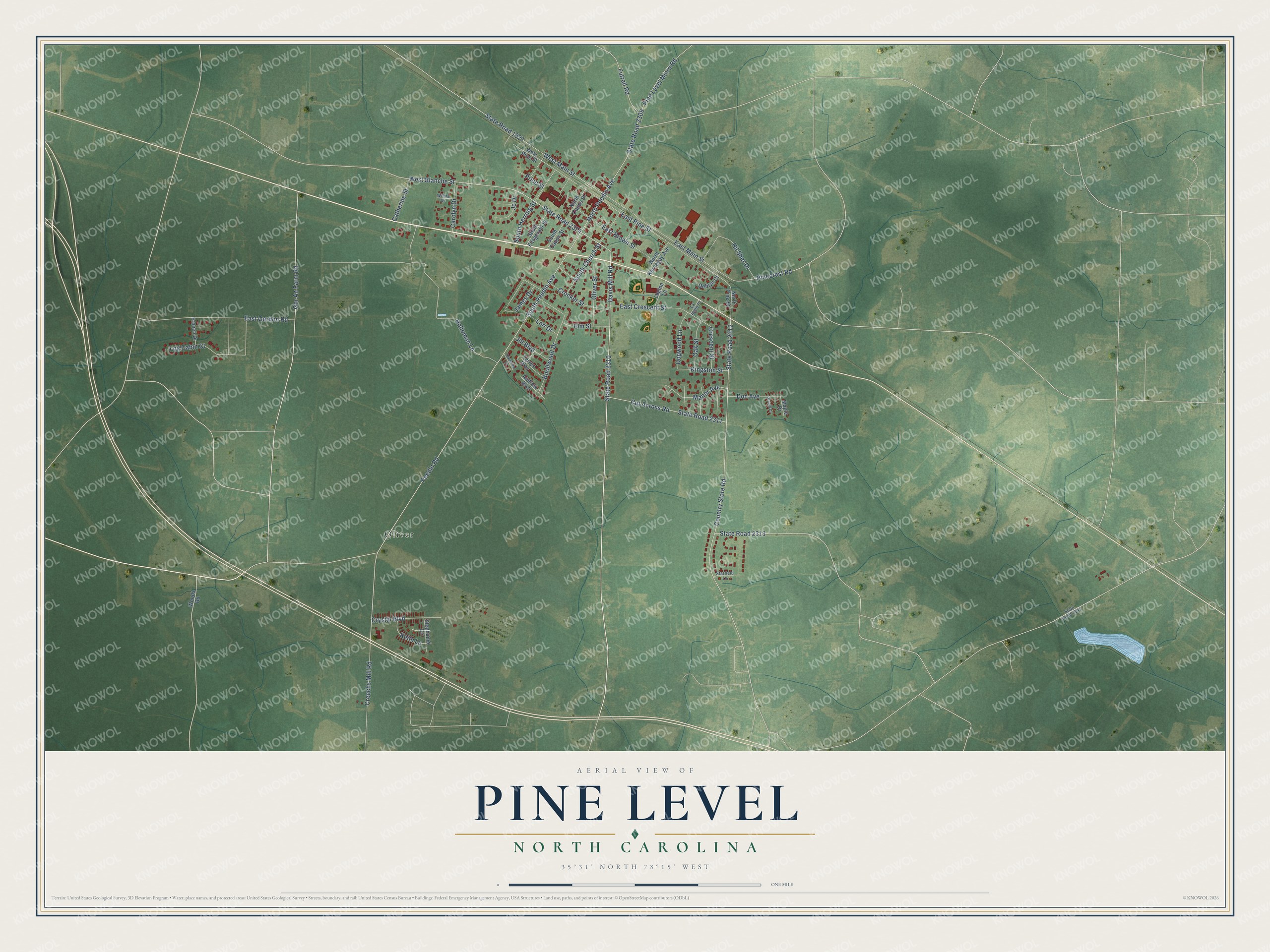 Watermarked full-map preview of Pine Level, North Carolina
