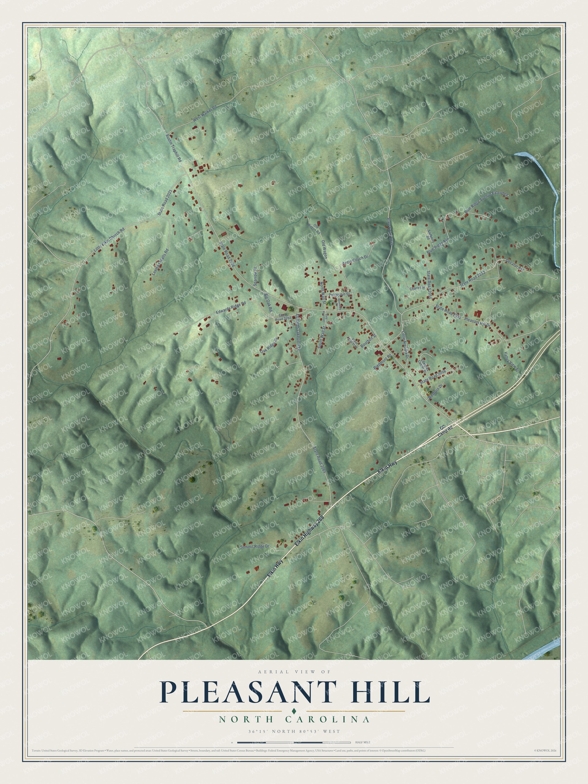 Watermarked full-map preview of Pleasant Hill, North Carolina
