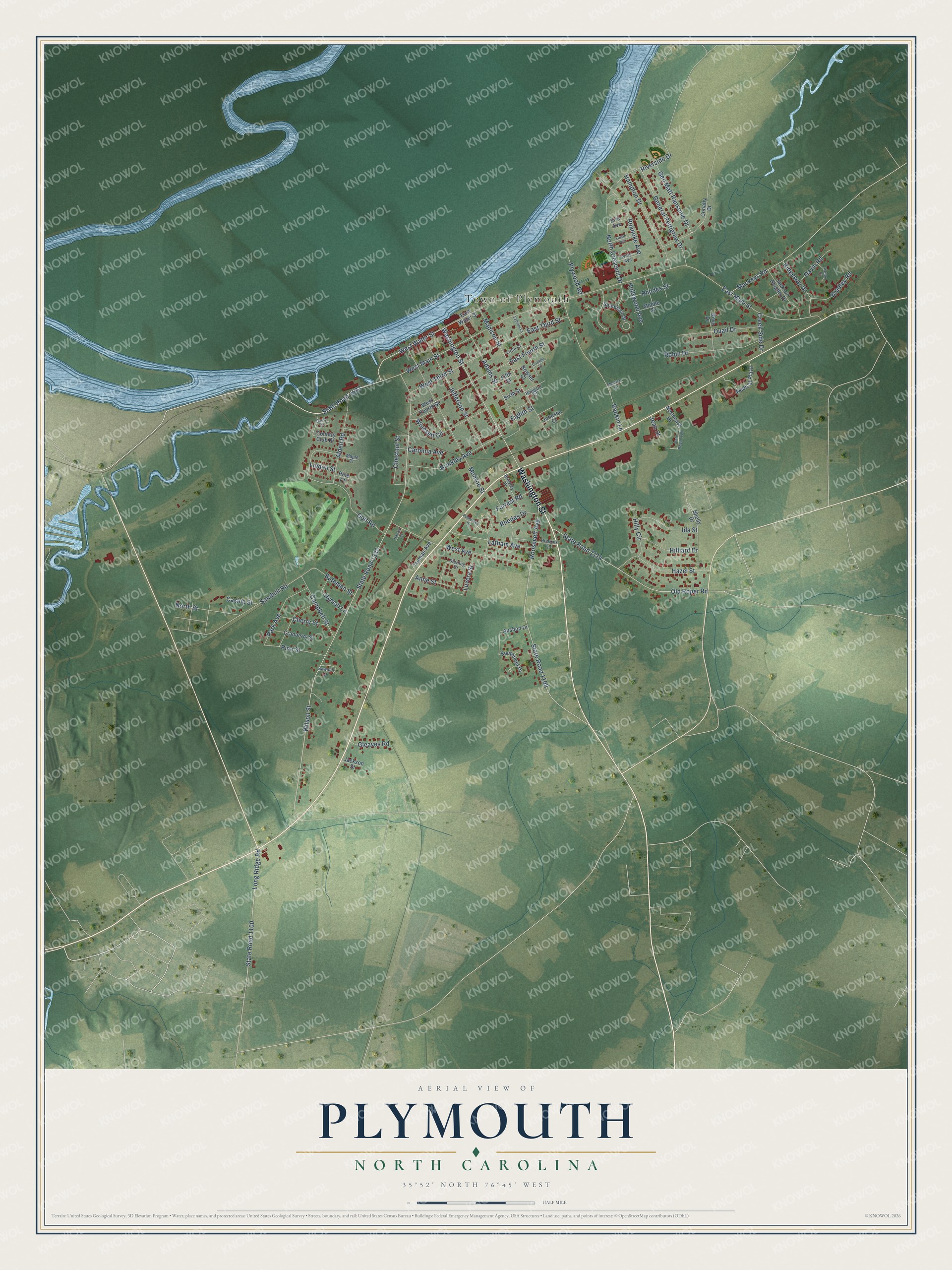Watermarked full-map preview of Plymouth, North Carolina