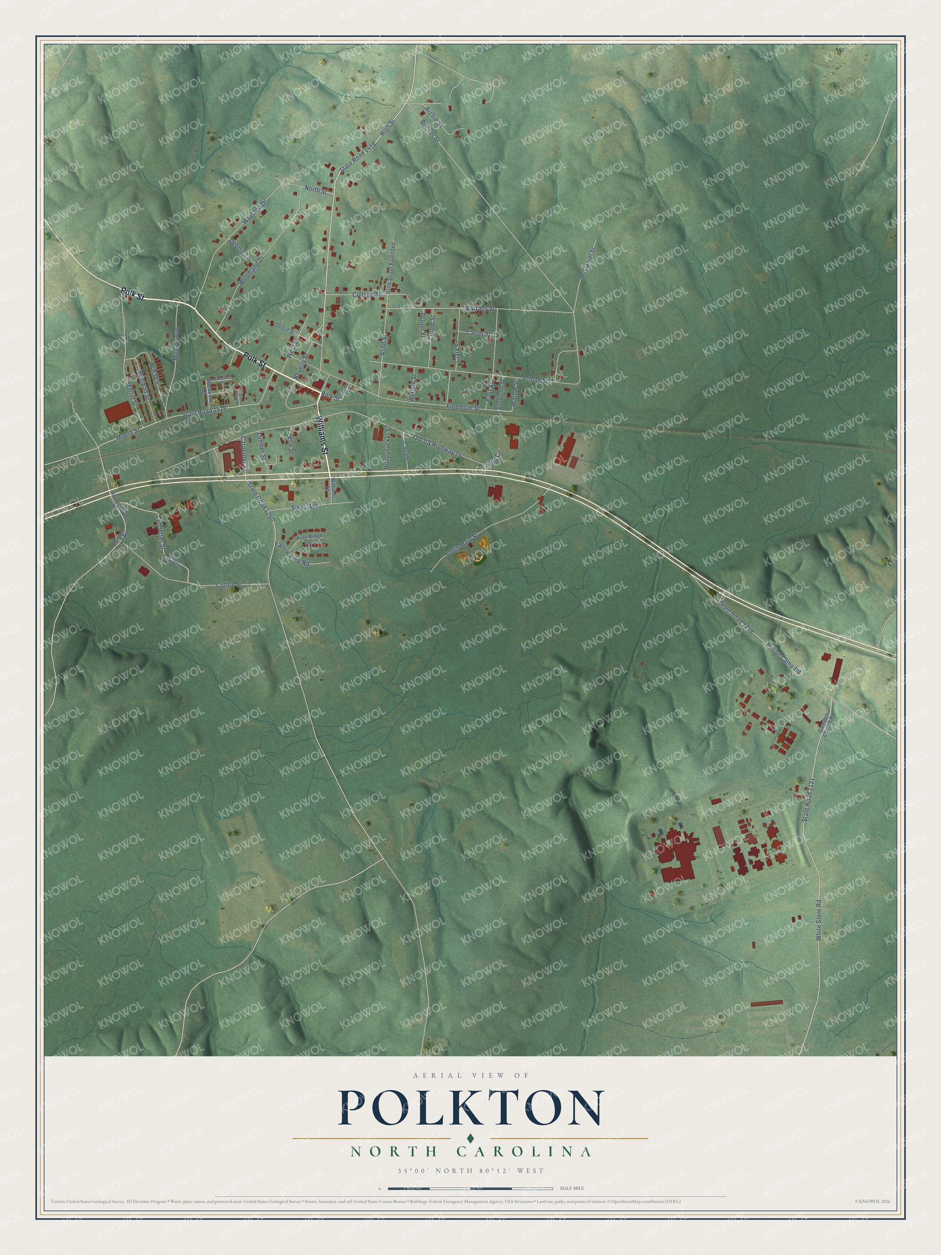 Watermarked full-map preview of Polkton, North Carolina