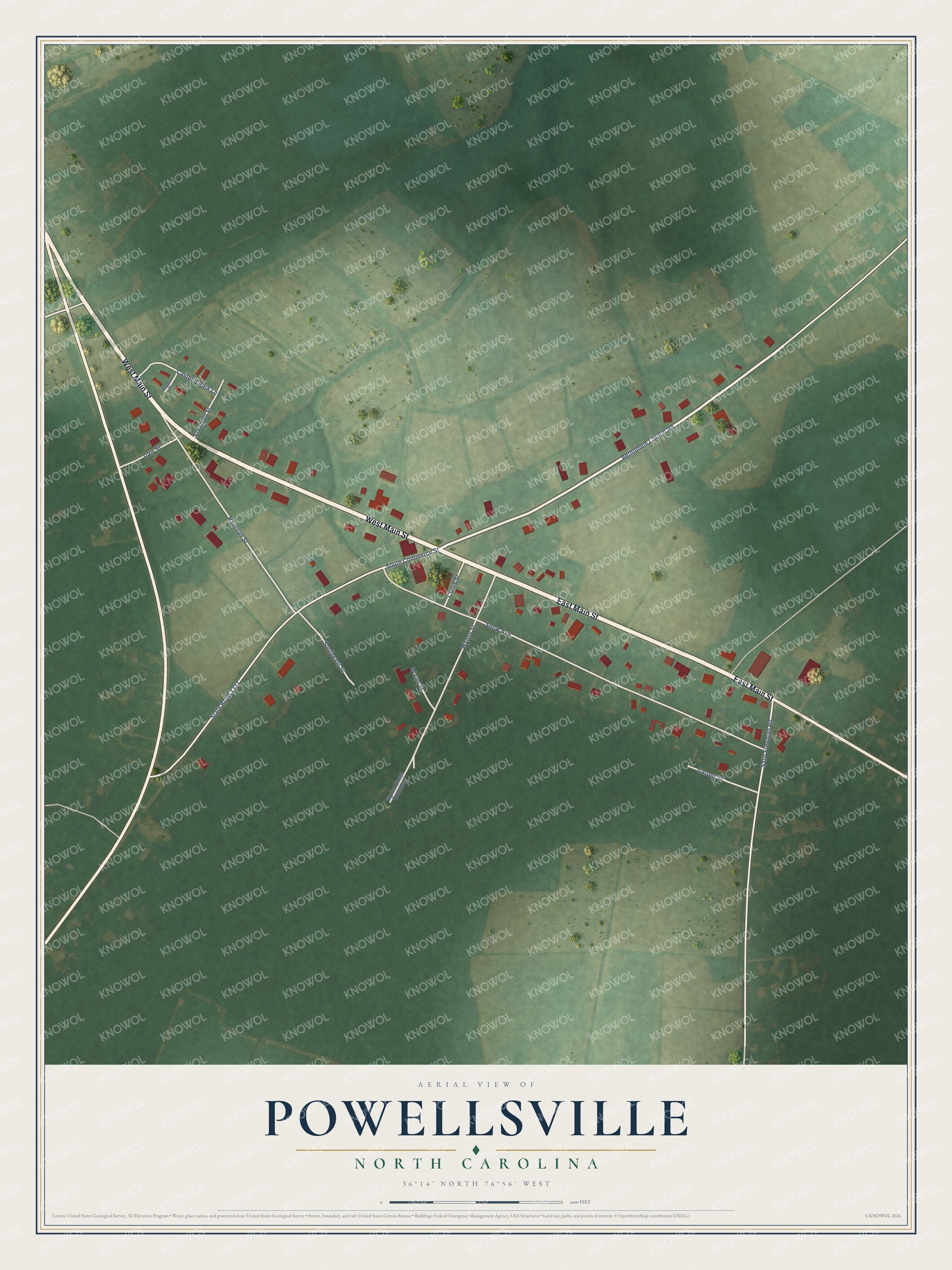 Watermarked full-map preview of Powellsville, North Carolina