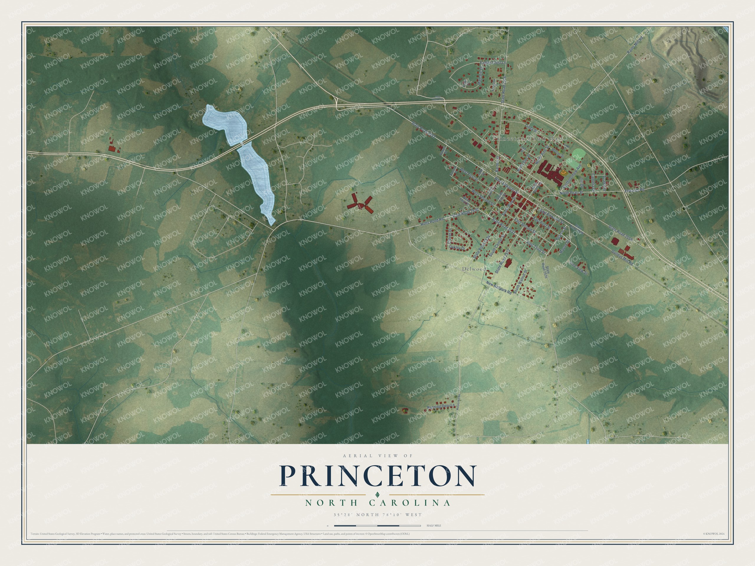 Watermarked full-map preview of Princeton, North Carolina